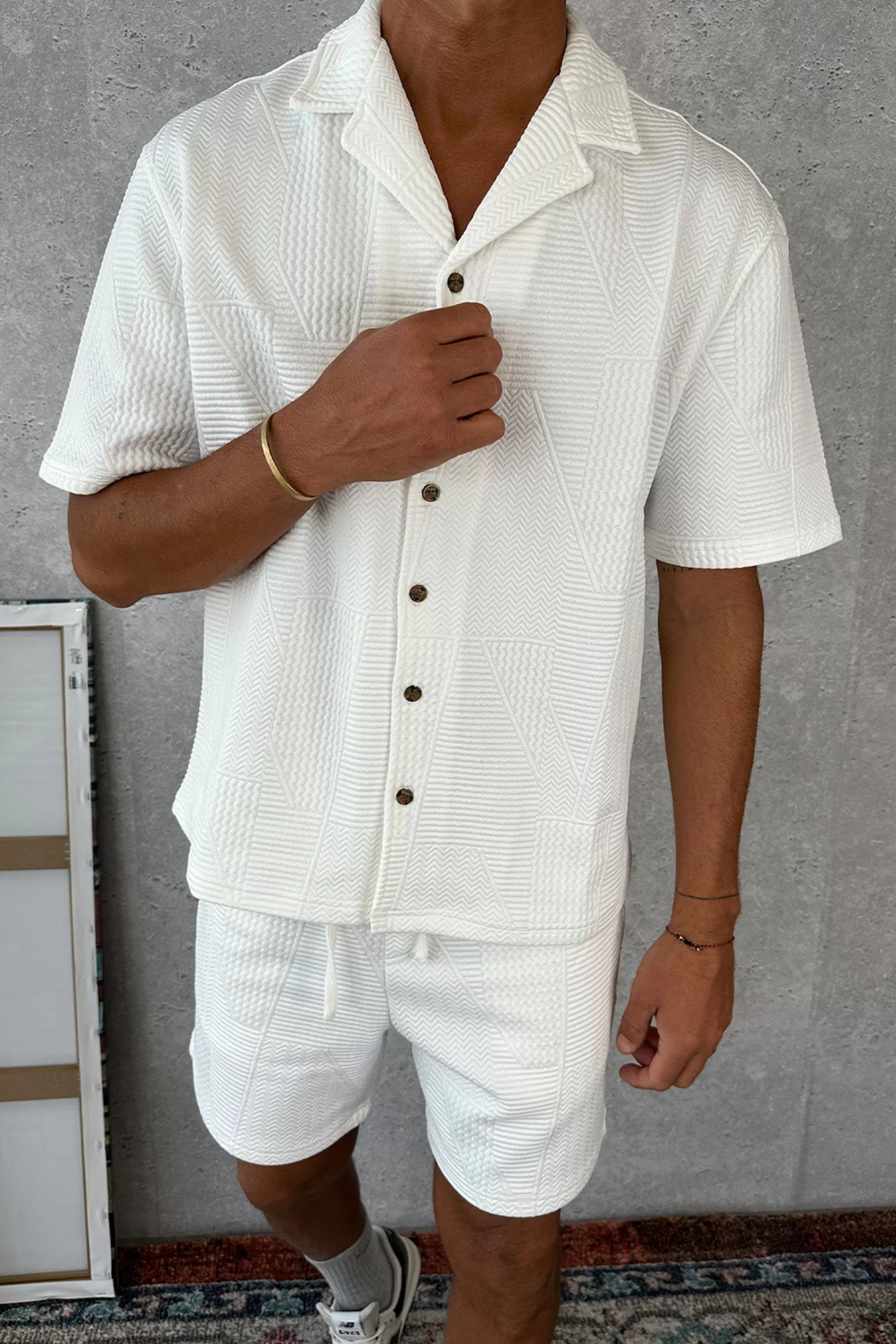 Shirts>Sampson and Taylor Noah Texture Shirt White