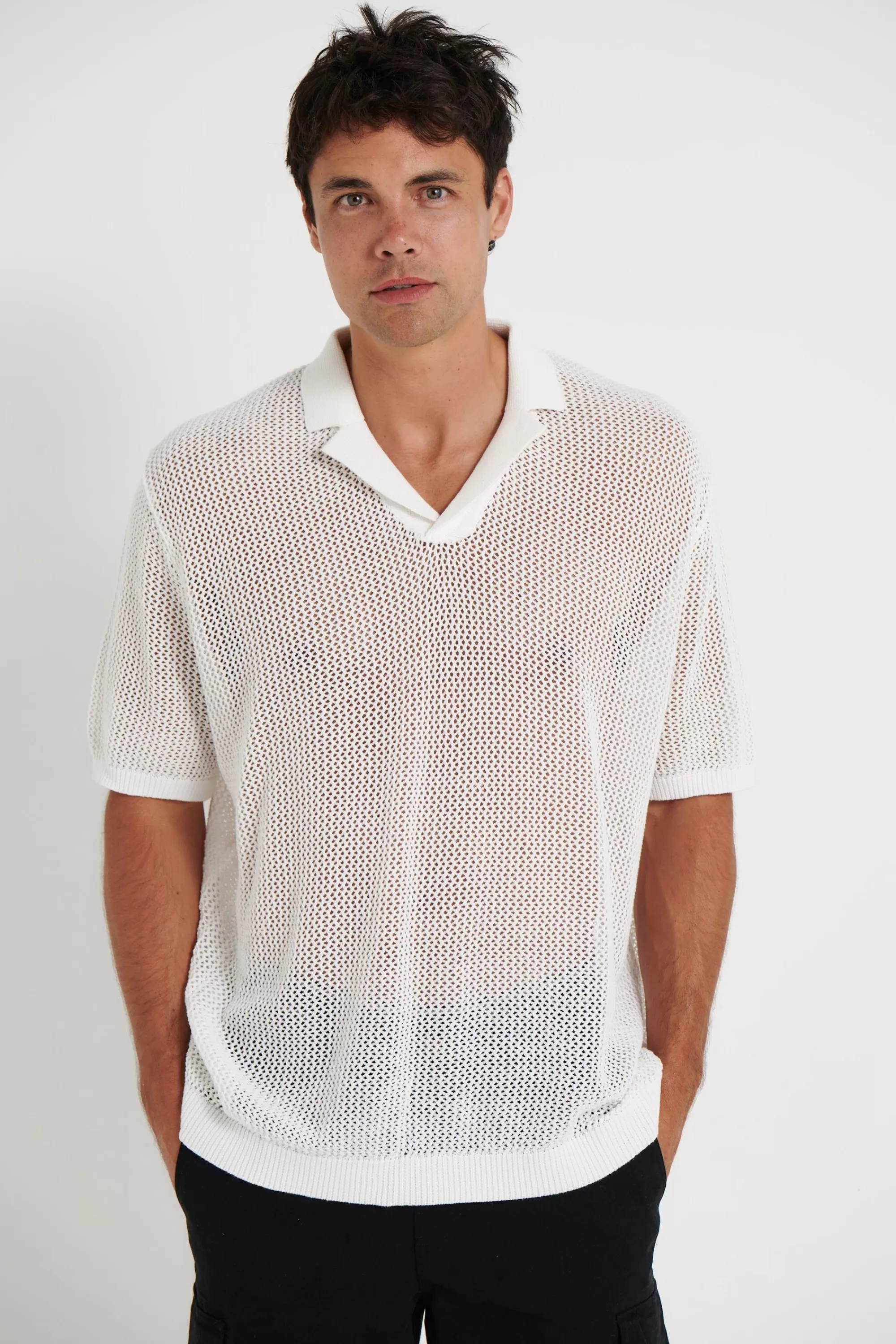 Shirts>NTH Cotton Knit Polo White - Final Sale