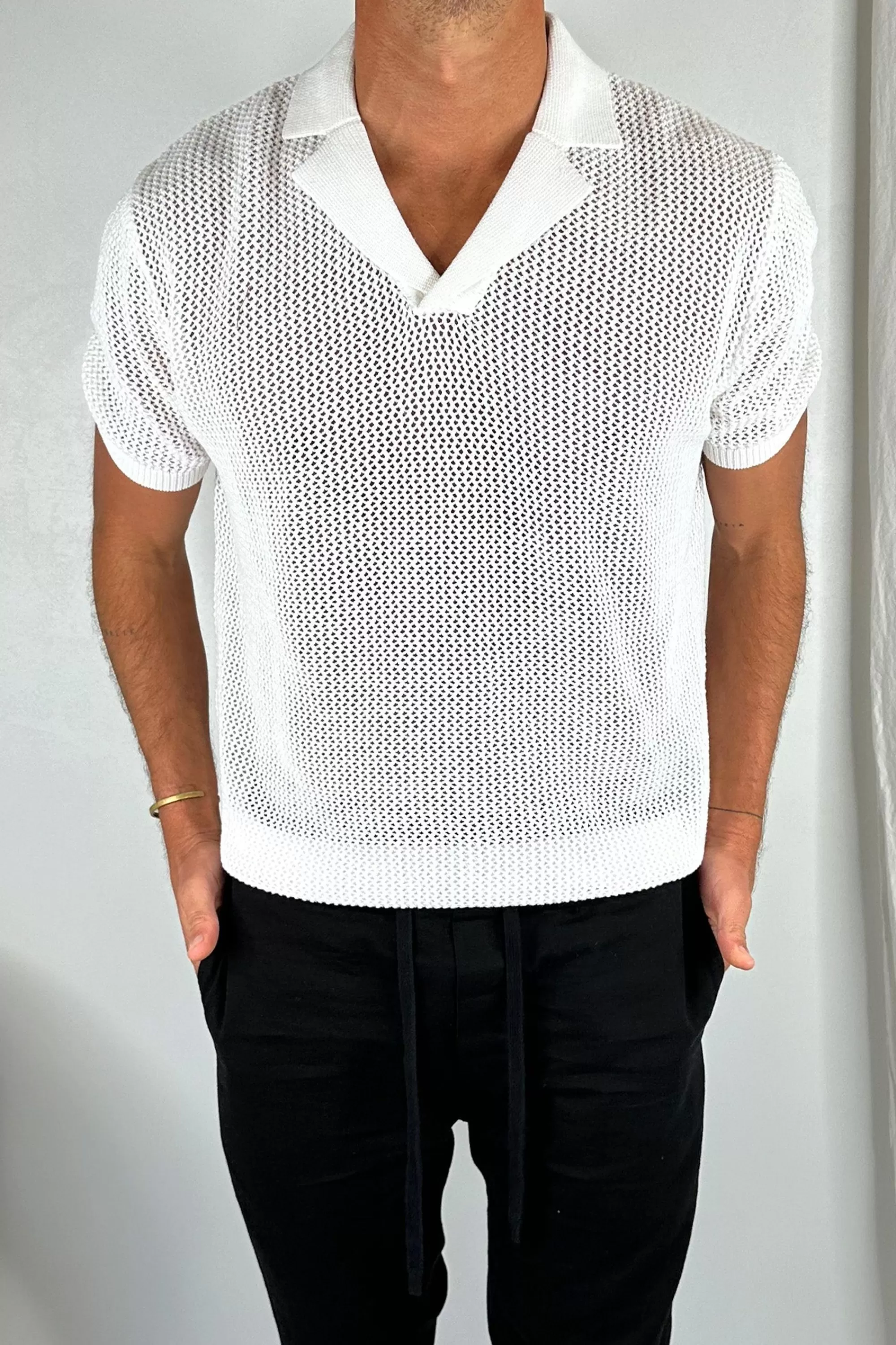 Shirts>NTH Cotton Knit Polo White - Final Sale