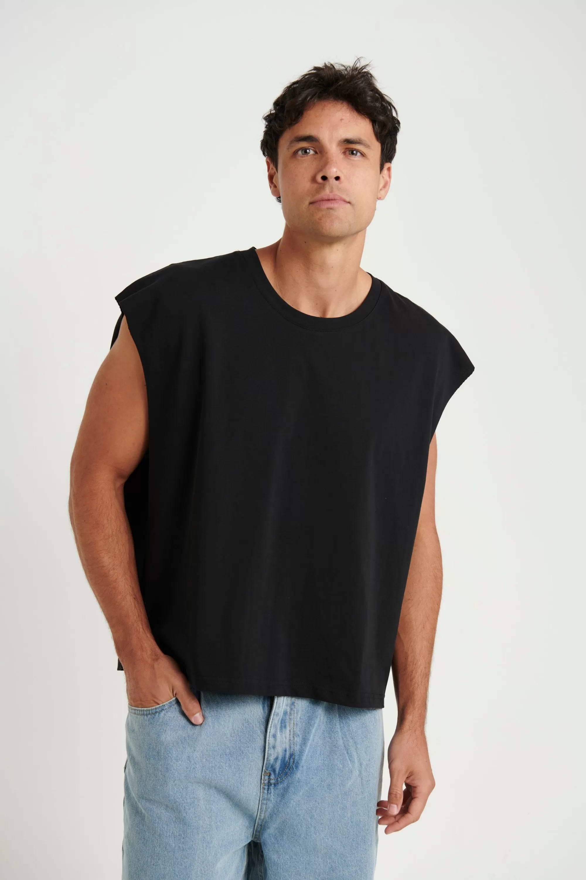 Tanks>NTH Crop Box Tank Black