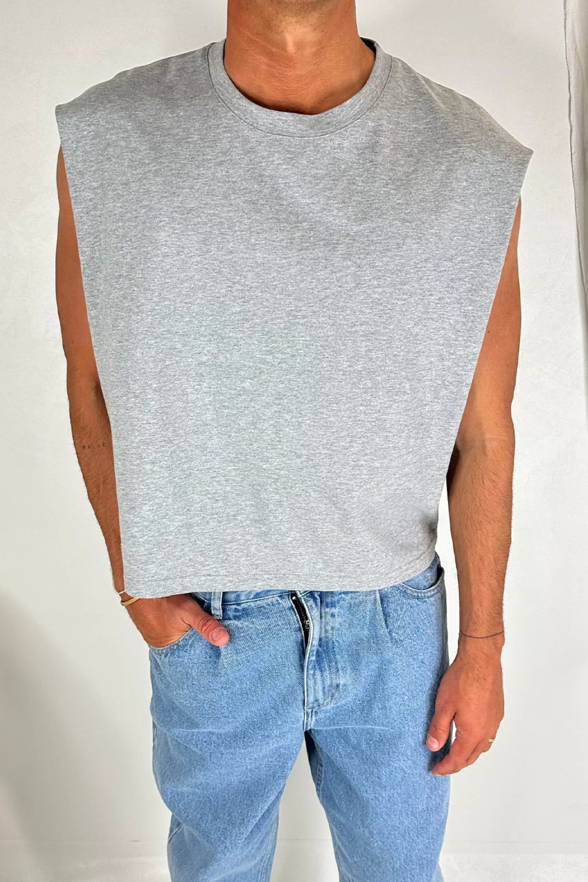 Tanks>NTH Crop Box Tank Grey