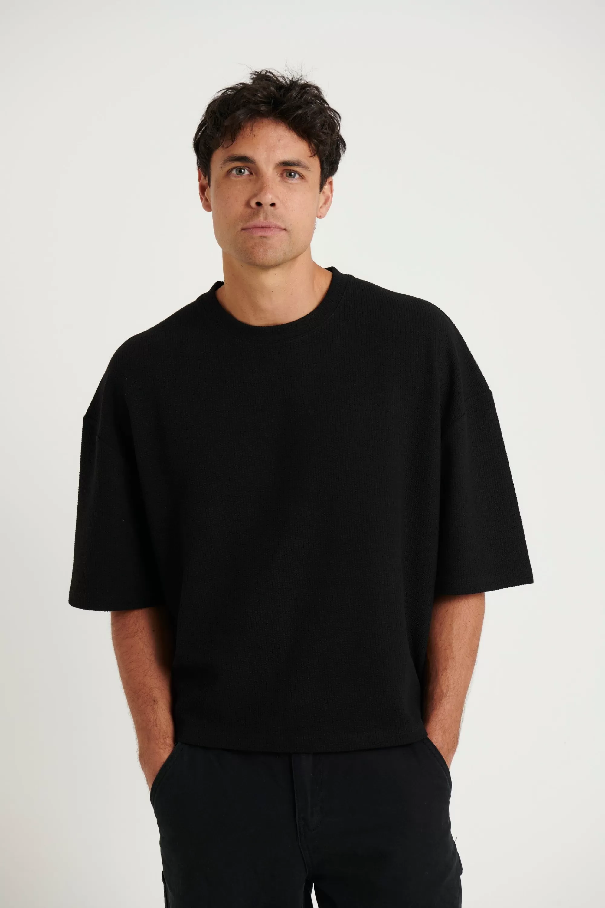 Tees>NTH Crop Box Tee Ribbed Black