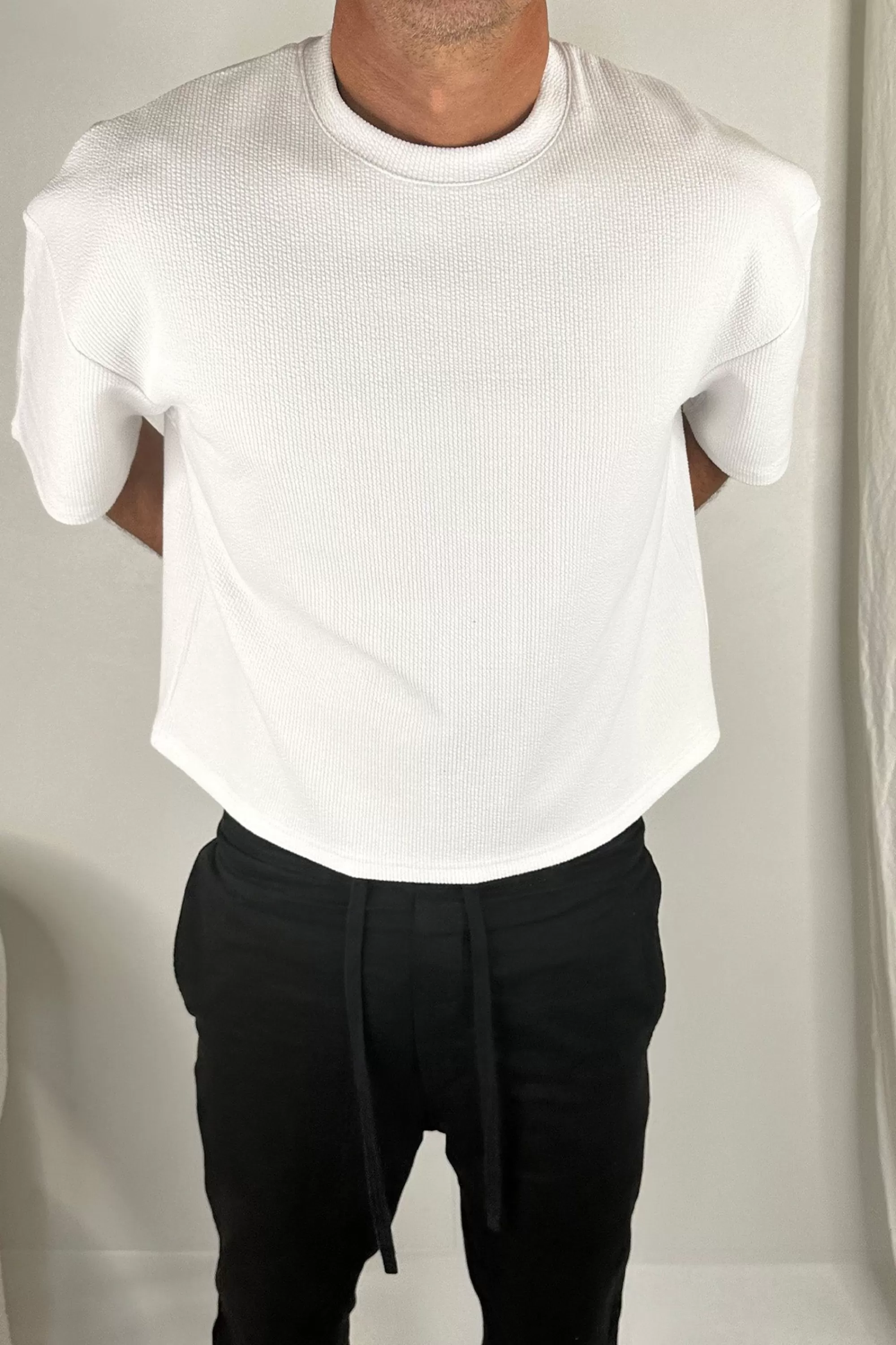 Tees>NTH Crop Box Tee Ribbed White