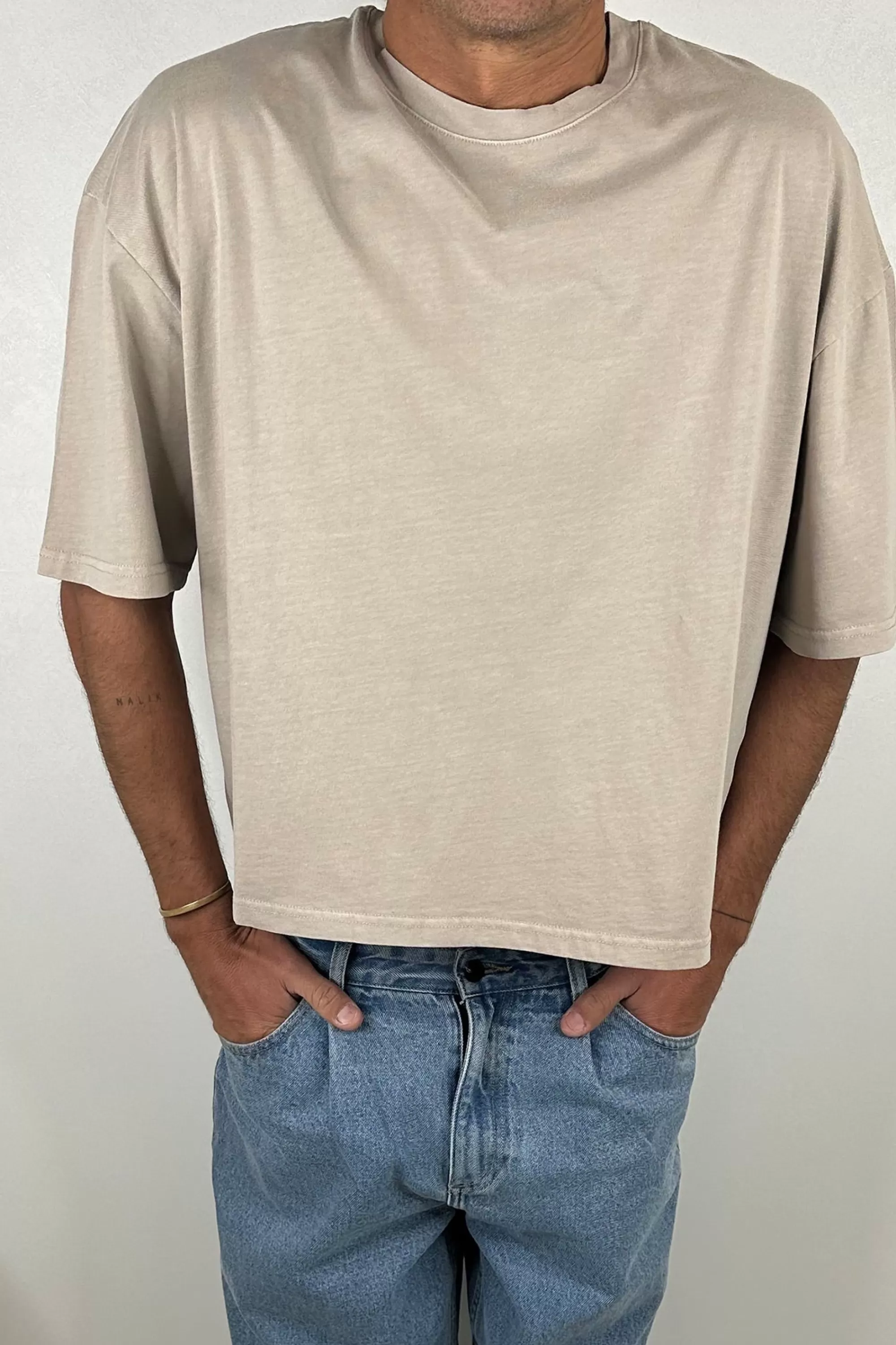 Tees>NTH Crop Box Tee Stone