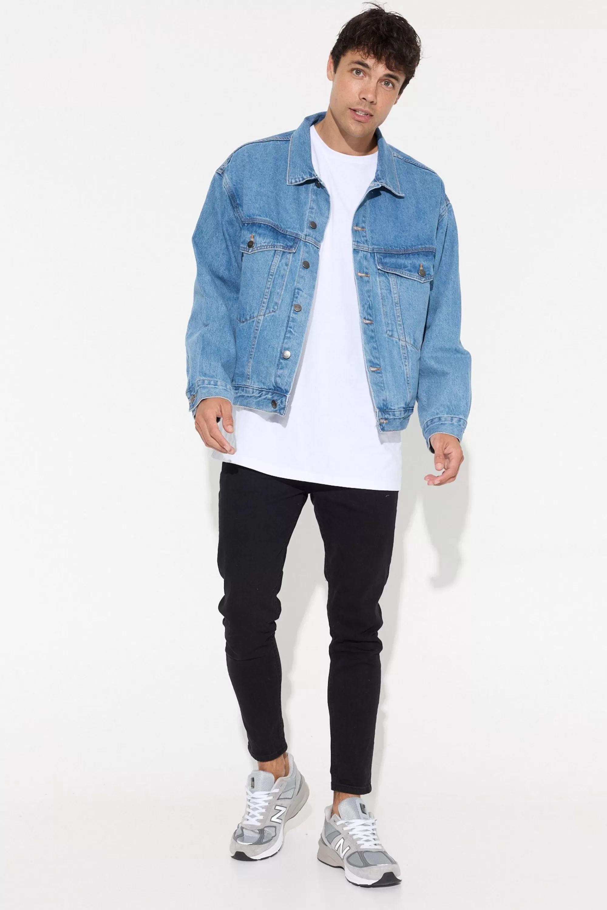 Jackets>NTH Drop Shoulder Denim Jacket Blue