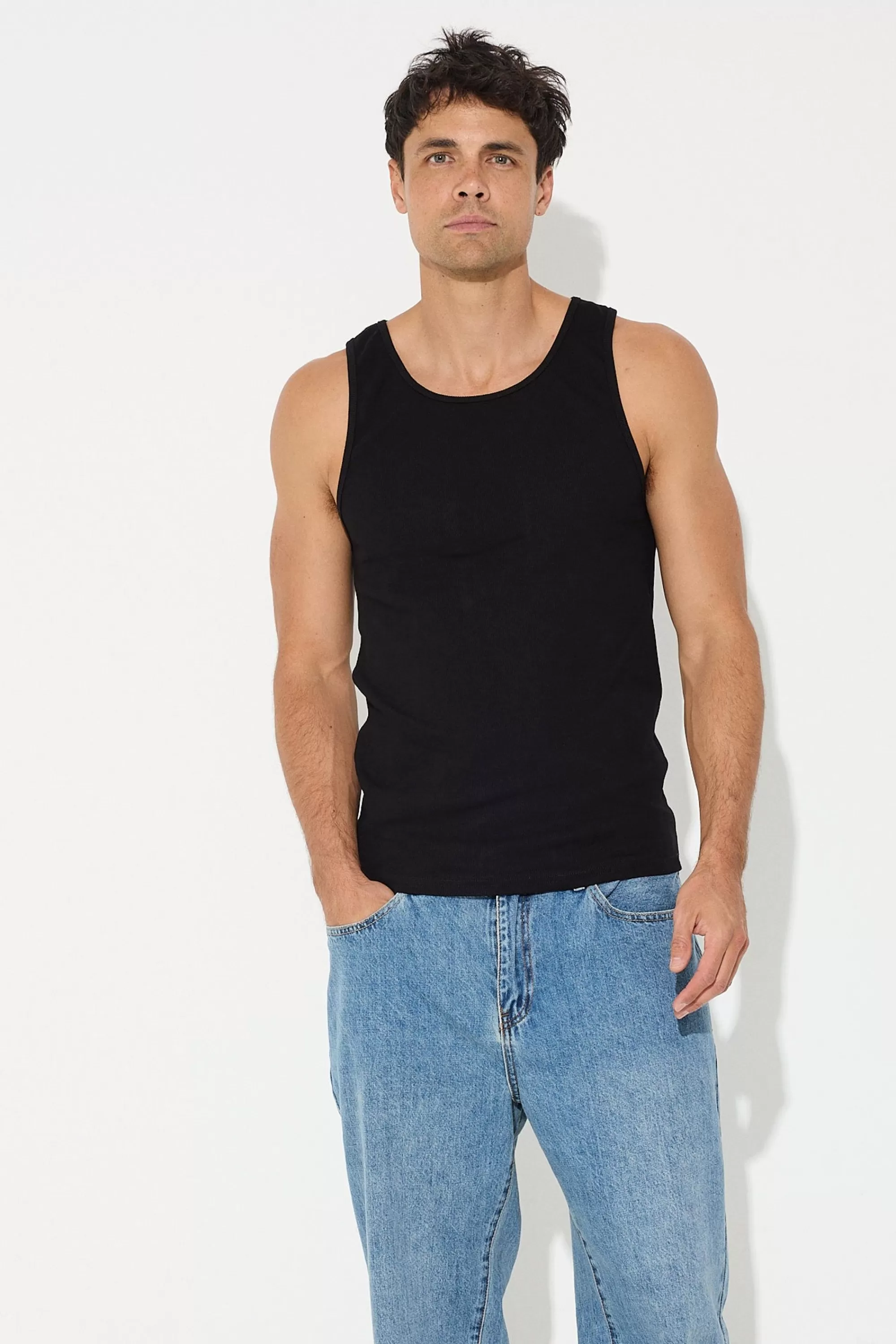 Tanks>NTH Fitted Ribbed Tank Black