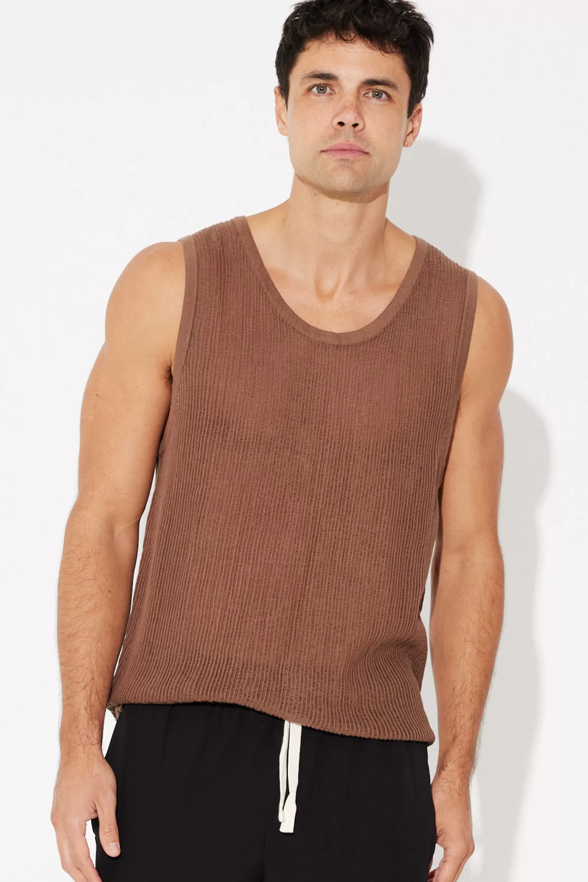 Tanks>NTH Ribbed Knit Tank Choc - Final Sale