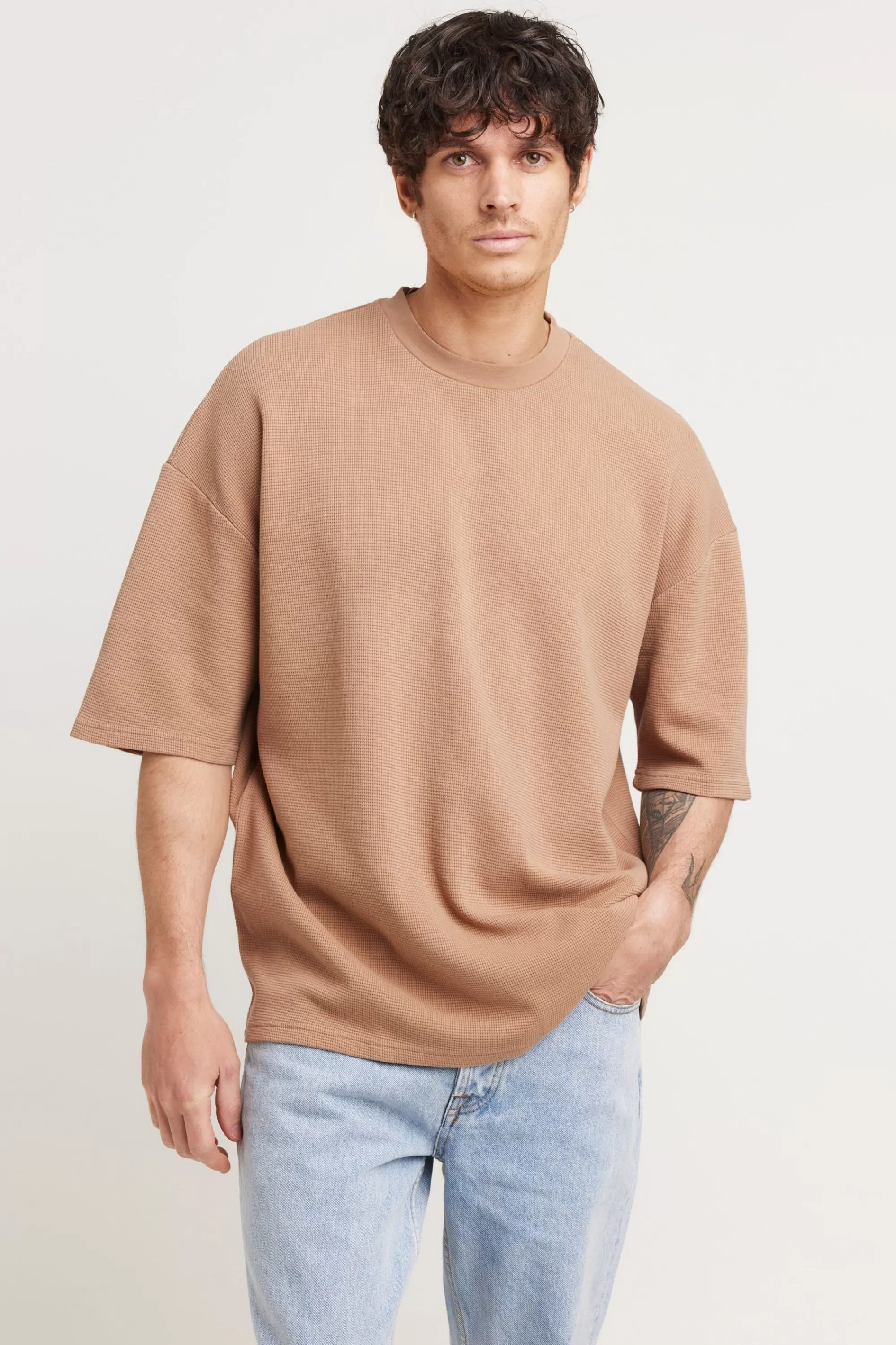 Tees>Sampson and Taylor Nth Waffle Box Tee Tan