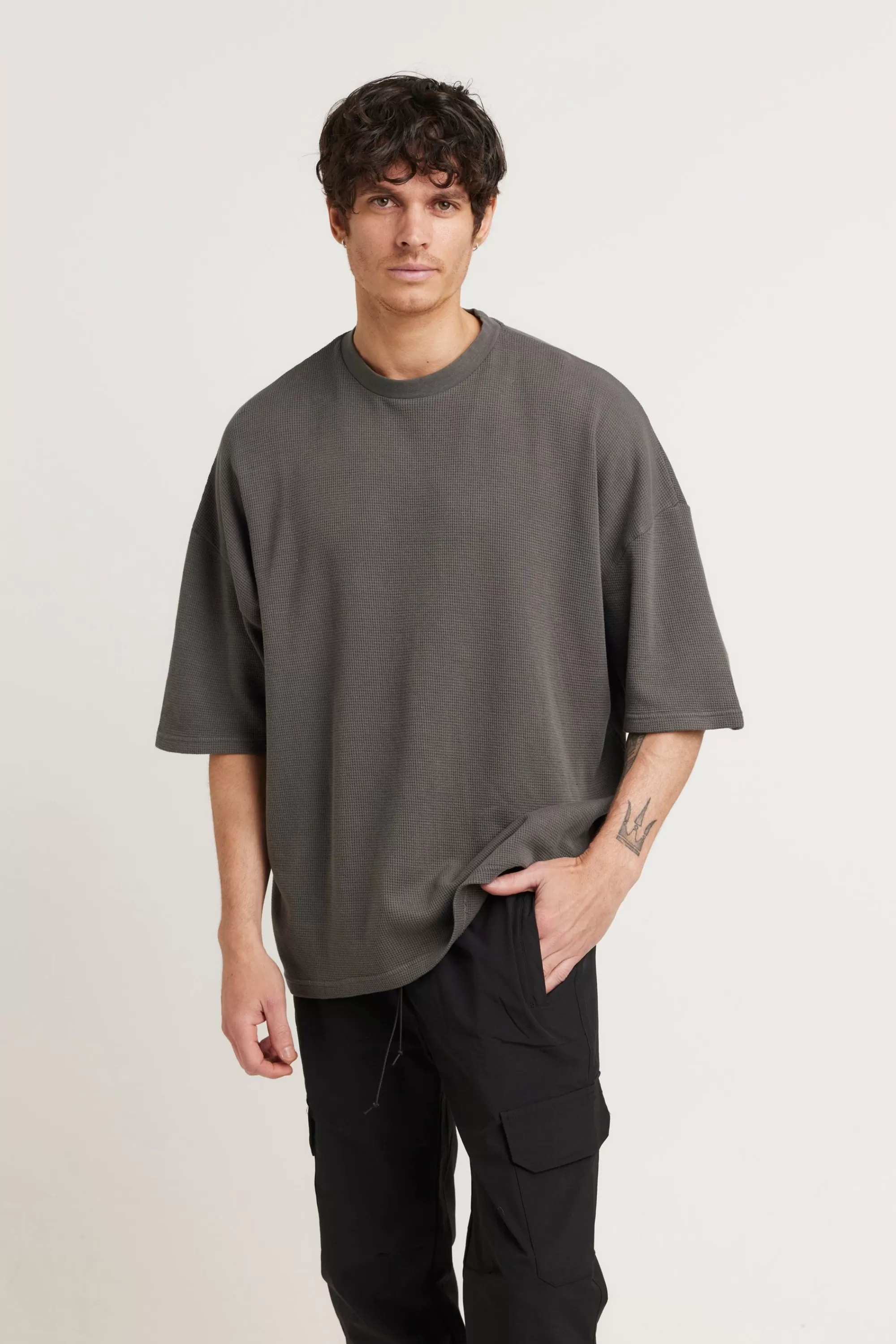 Tees>Sampson and Taylor Nth Waffle Tee Charcoal