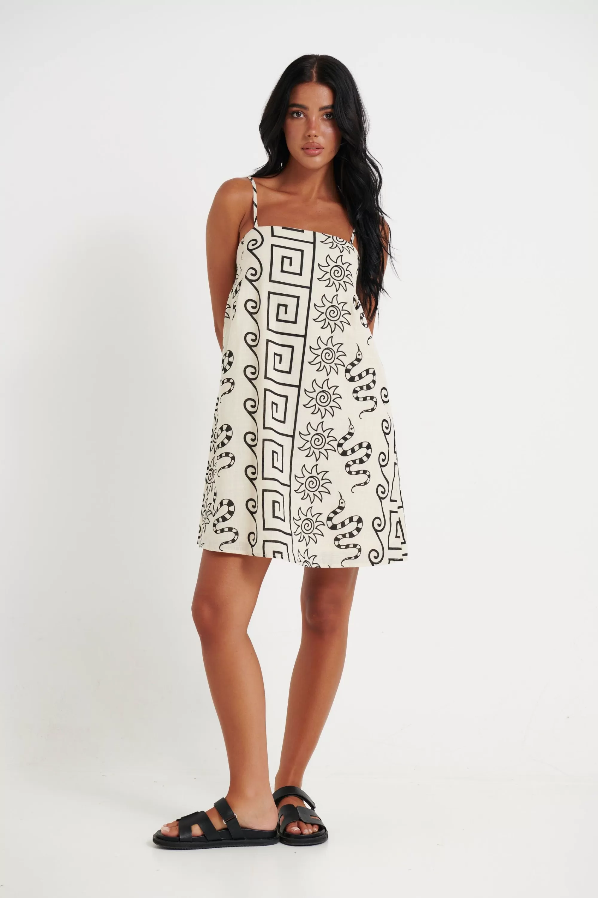 Dresses>By Frankie Oia Mini Dress Beige / Black