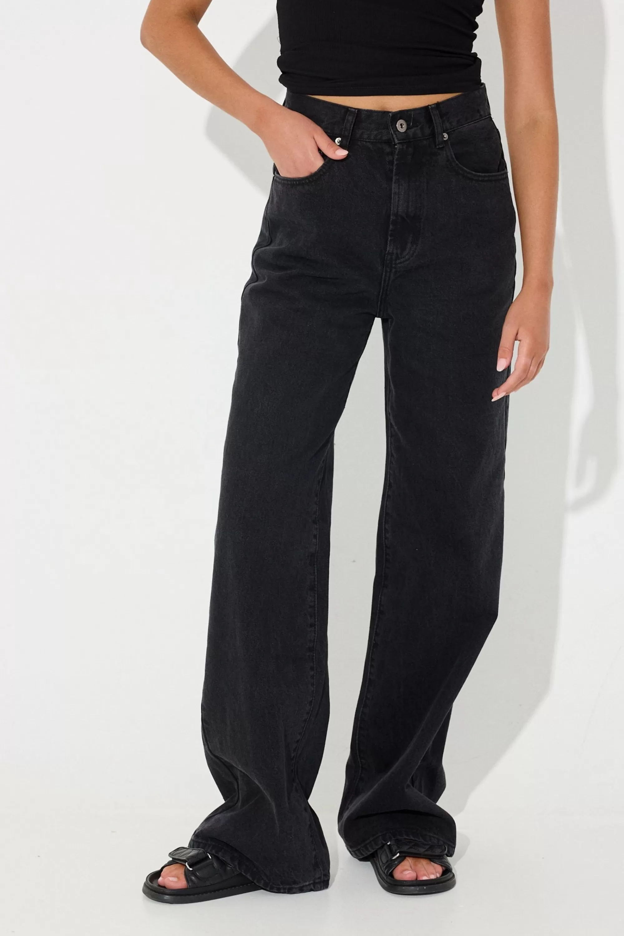 Pants>Top One Fashion Ophelia Jean Washed Black