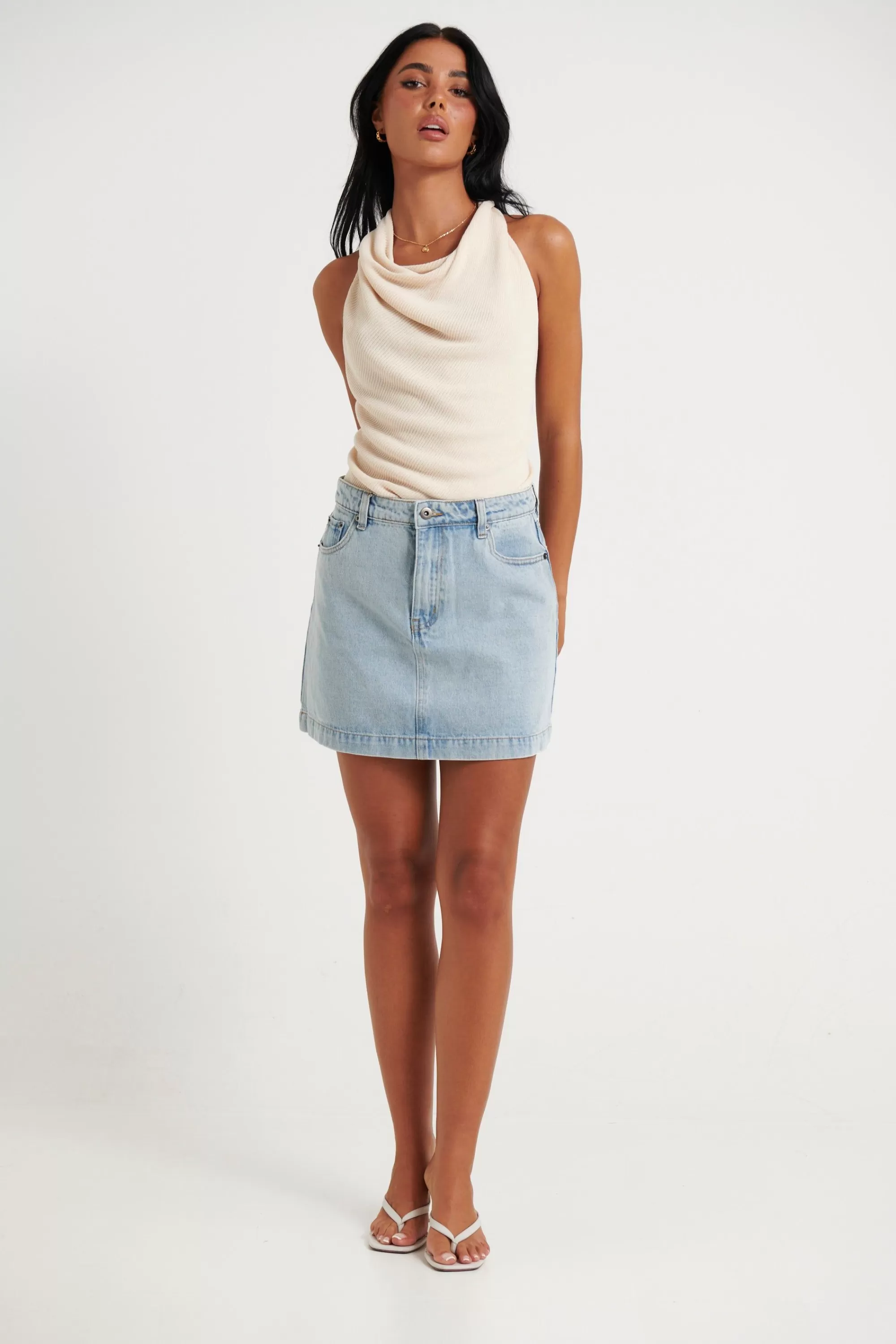 Denim>Top One Lady's Fashion Peggy Skirt Light Denim