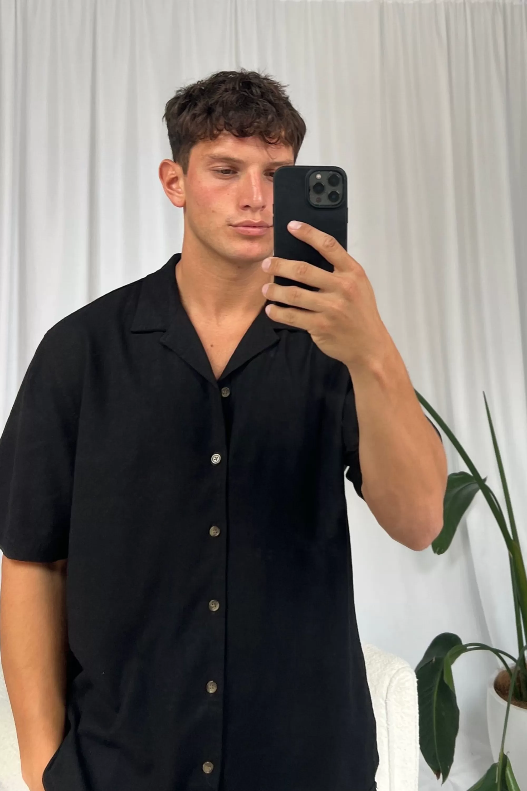 Shirts>Sampson and Taylor Petros Linen Shirt Black