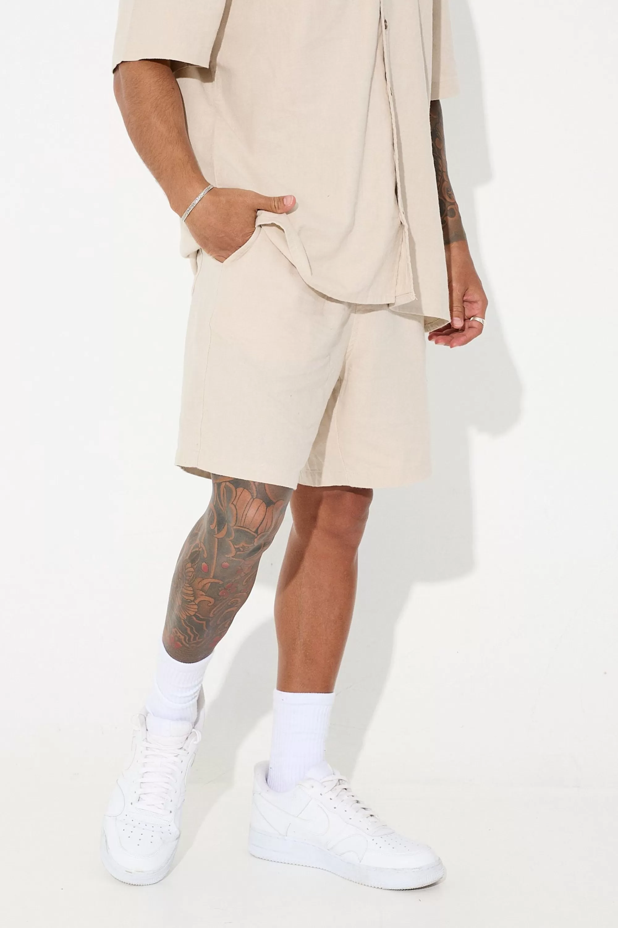 Shorts>Sampson and Taylor Petros Linen Short Oat