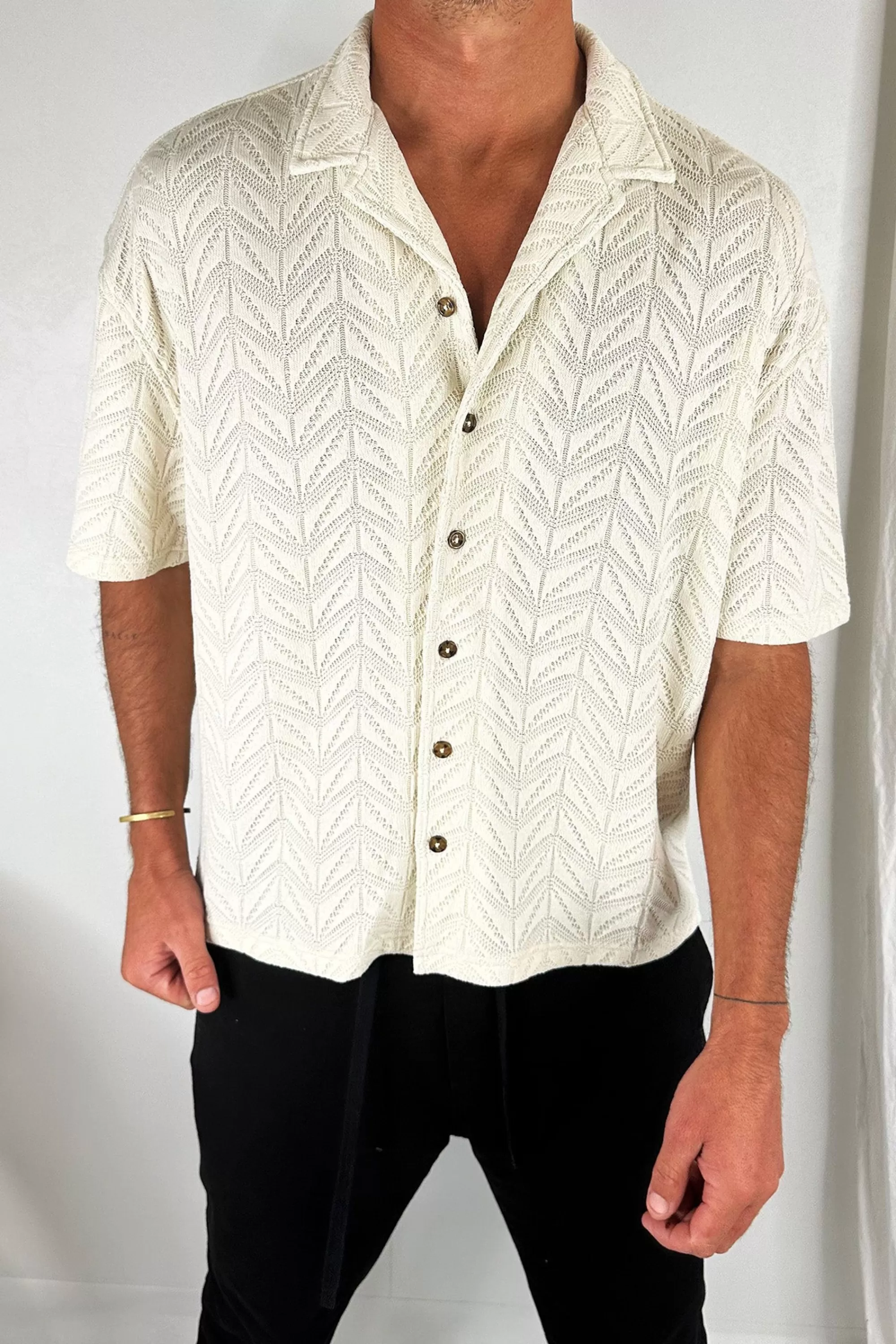 Shirts>Sampson and Taylor Raf Cropped Shirt Geo - Final Sale