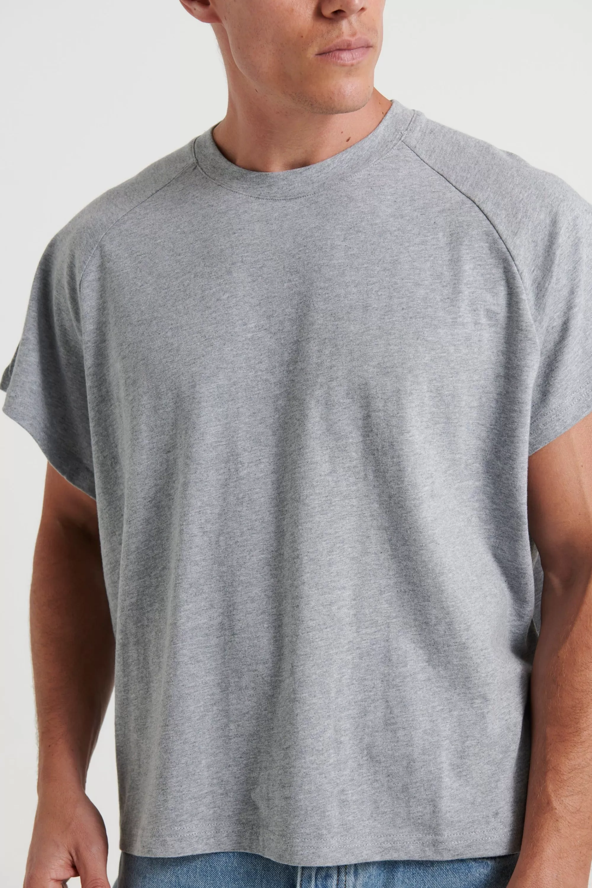 Tanks>Sampson and Taylor Raglan Crop Box Tank Grey