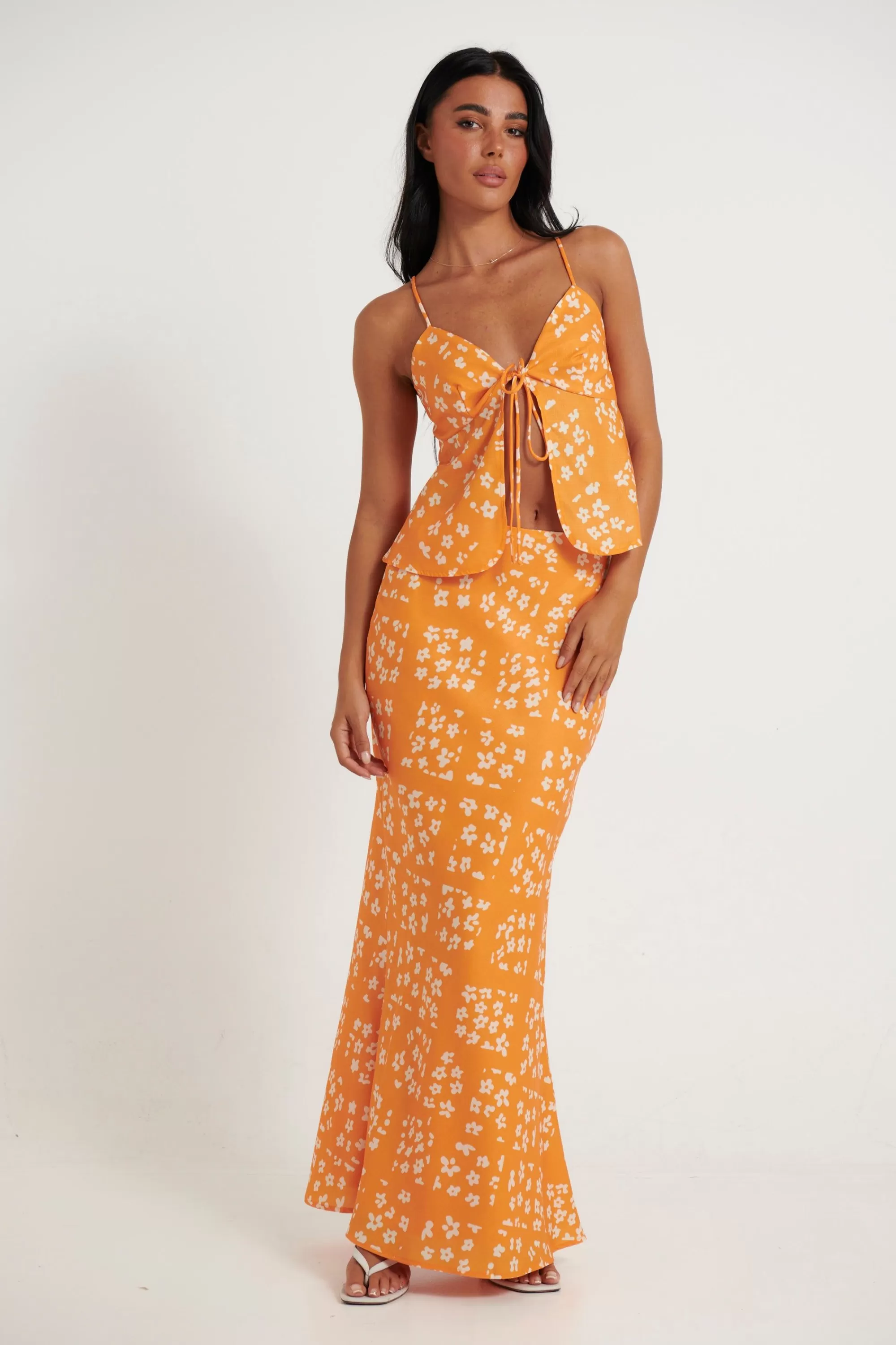 Sets>Sasha u0026 Indikah Ryleigh Maxi Skirt Tangerine