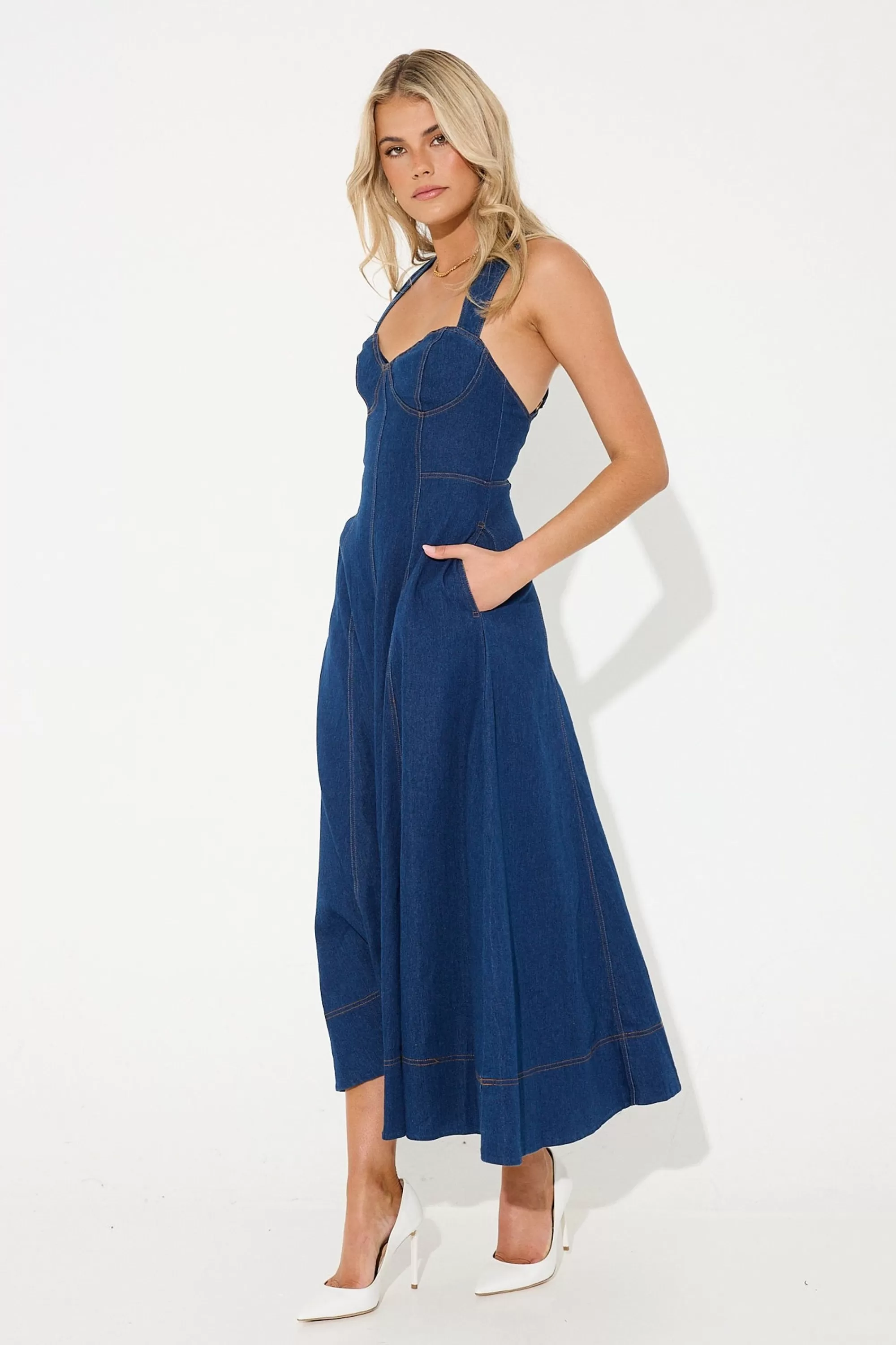 Denim>Koli House Sandy Denim Midi Dress Blue