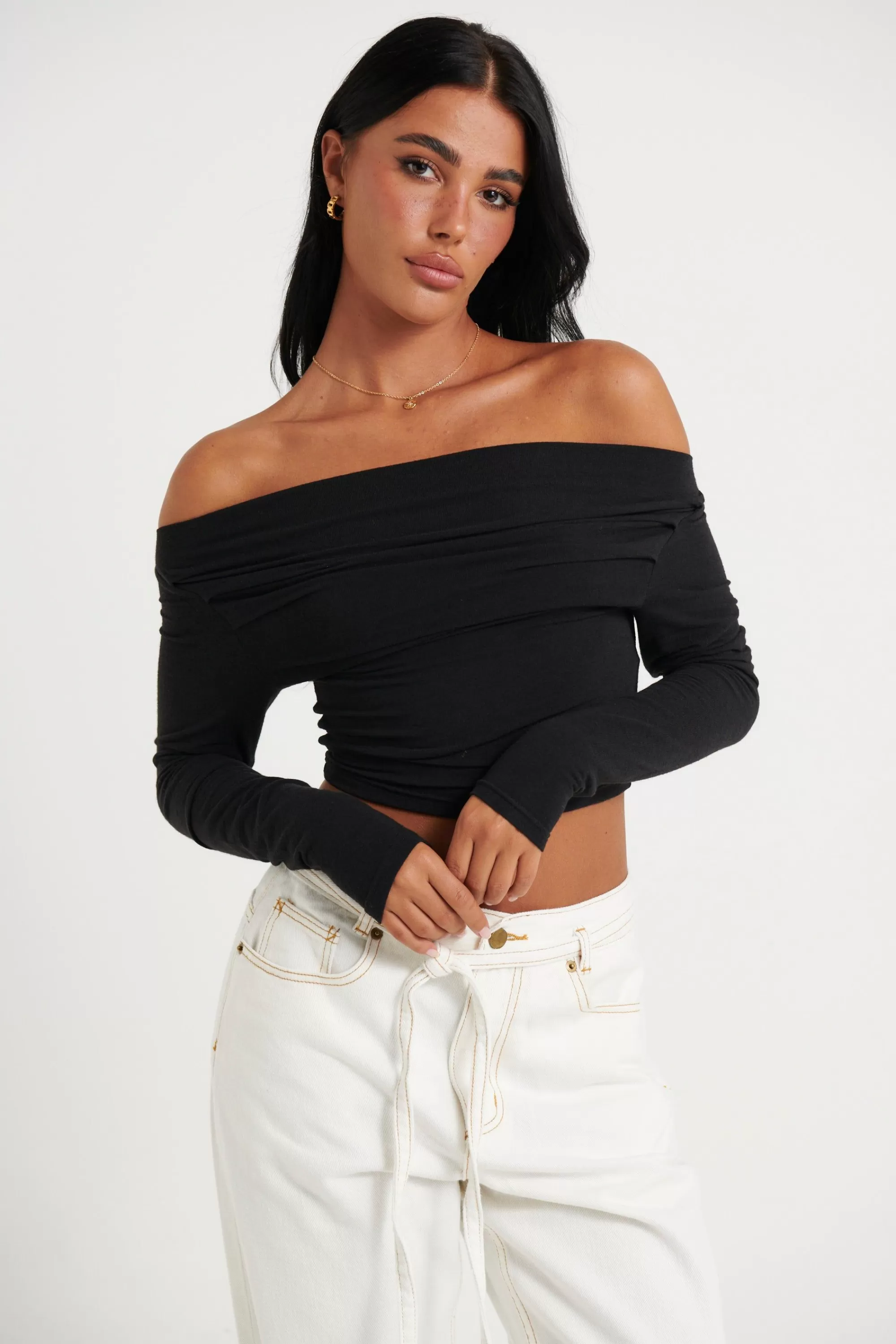 Tops>M Fashion Scarlet Asymmetric Top Black