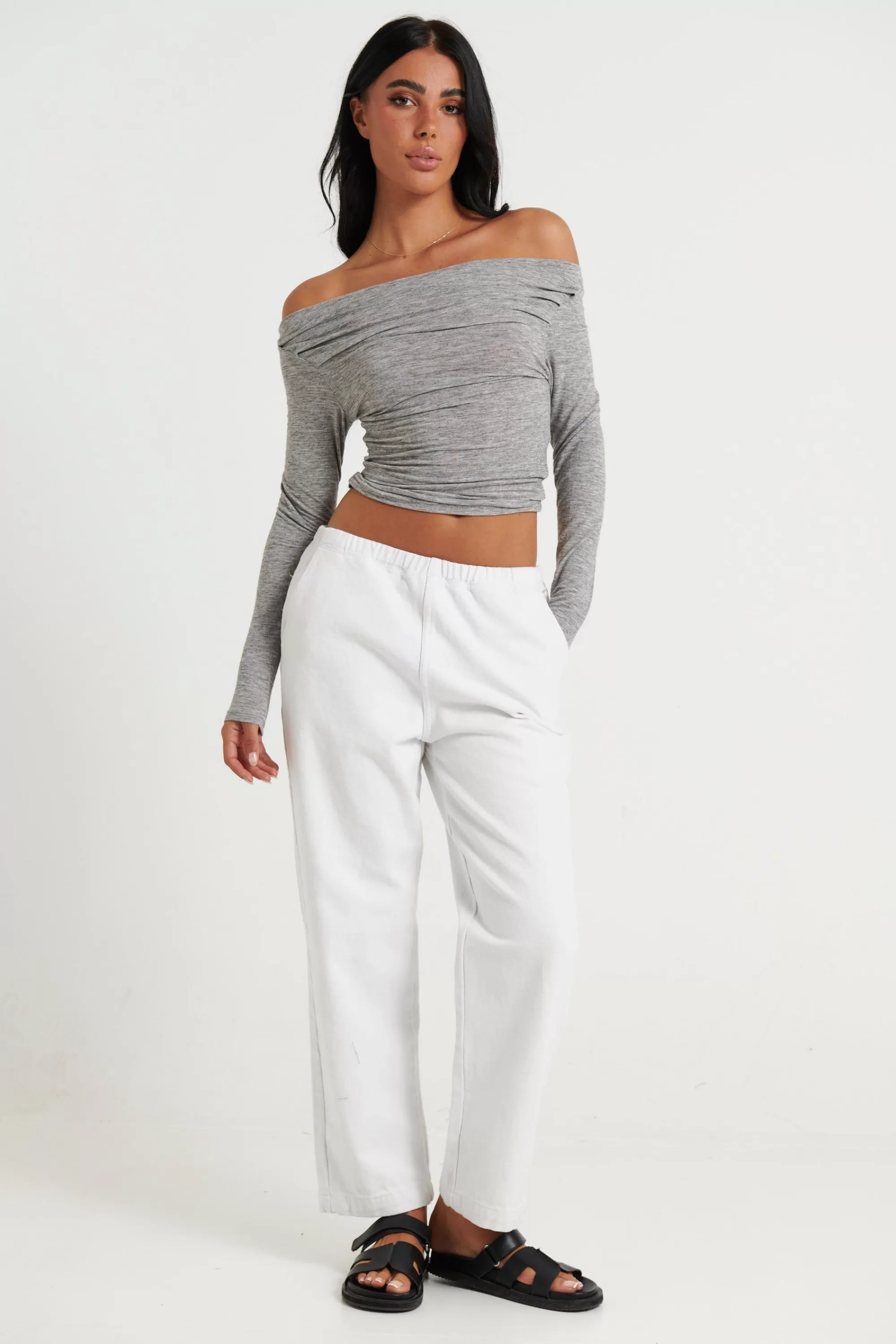 Tops>M Fashion Scarlet Asymmetric Top Grey