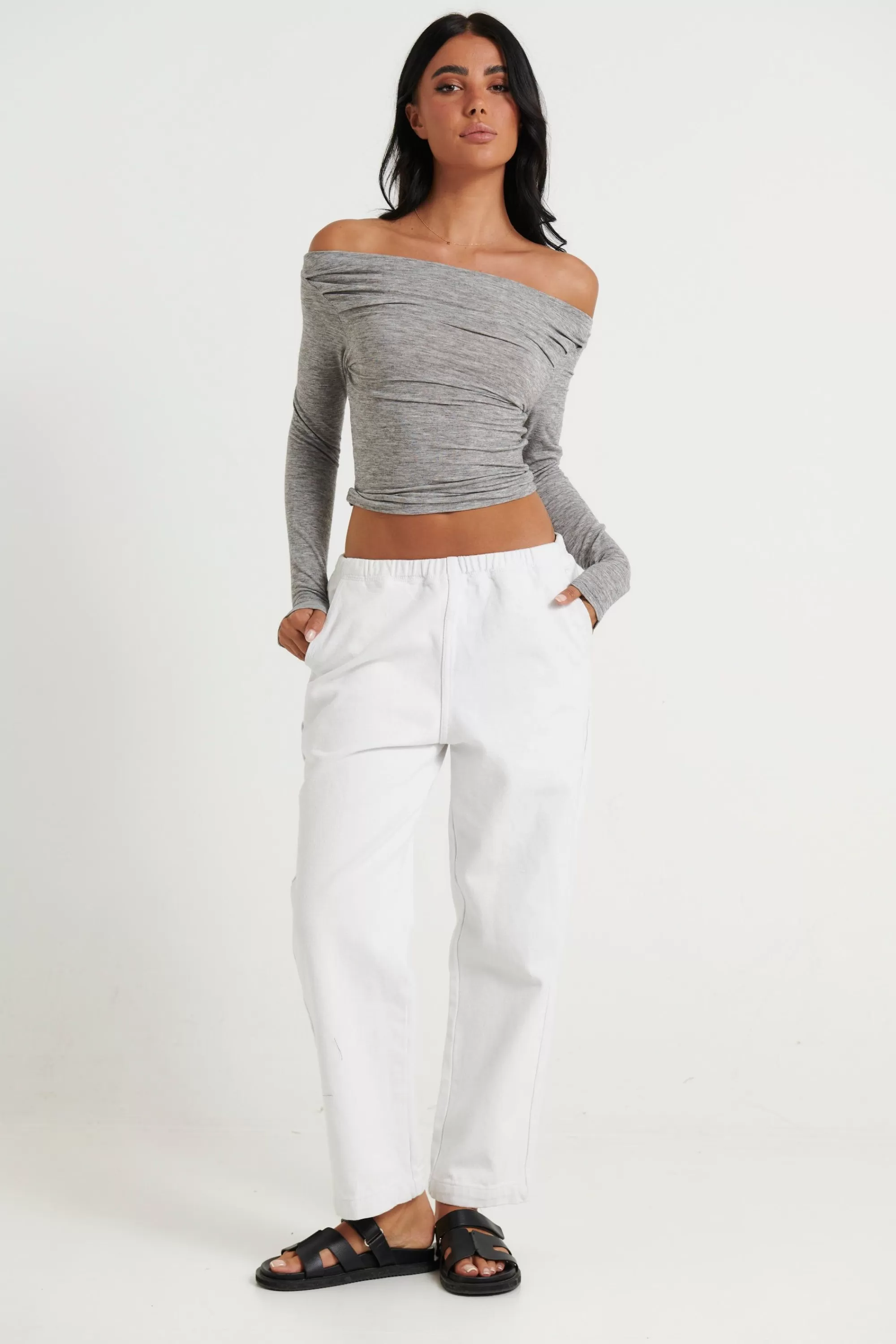 Tops>M Fashion Scarlet Asymmetric Top Grey