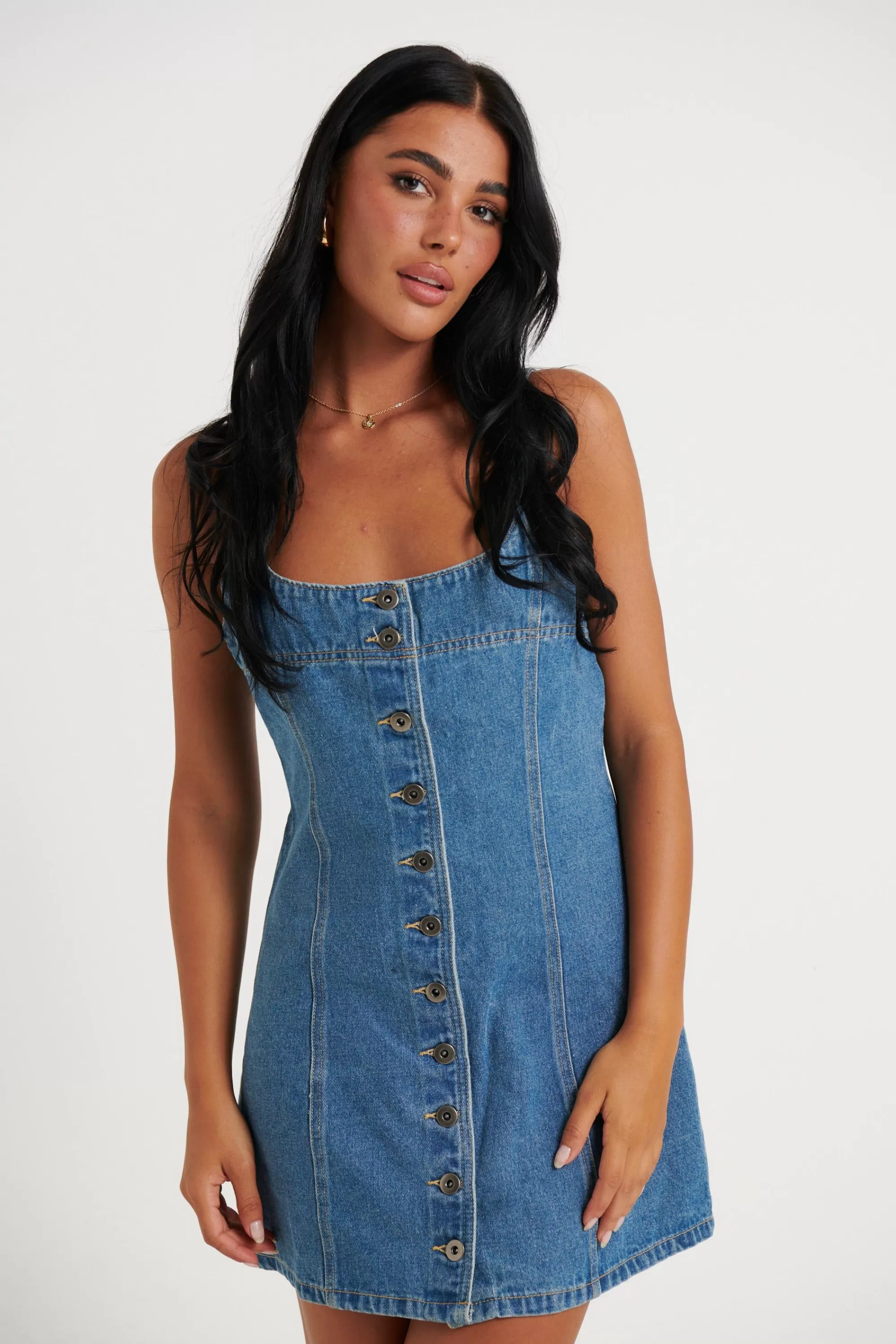 Denim>Top One Fashion Skye Mini Denim Dress Blue