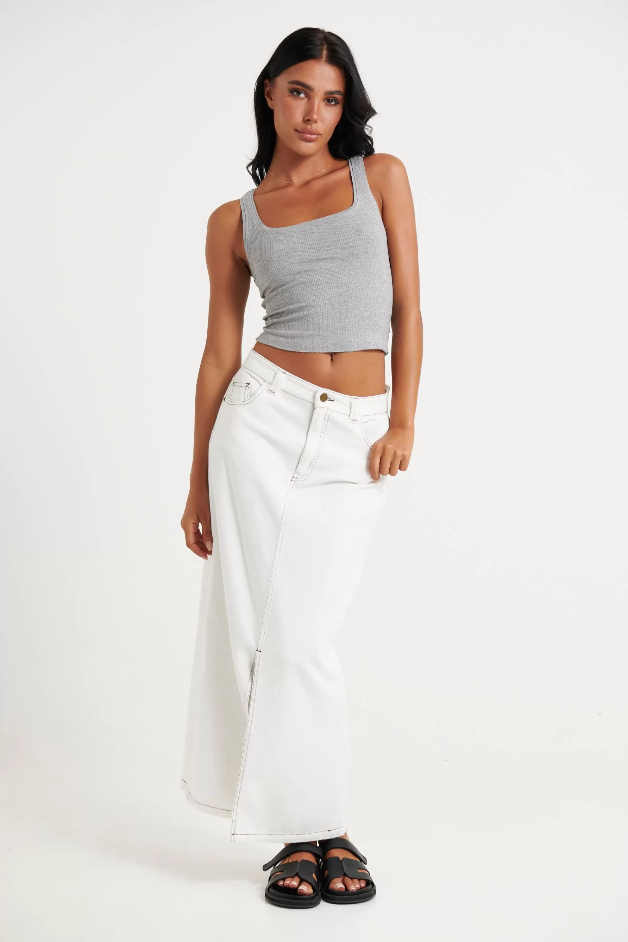 Tops>Oscar St Sydnee Crop Grey