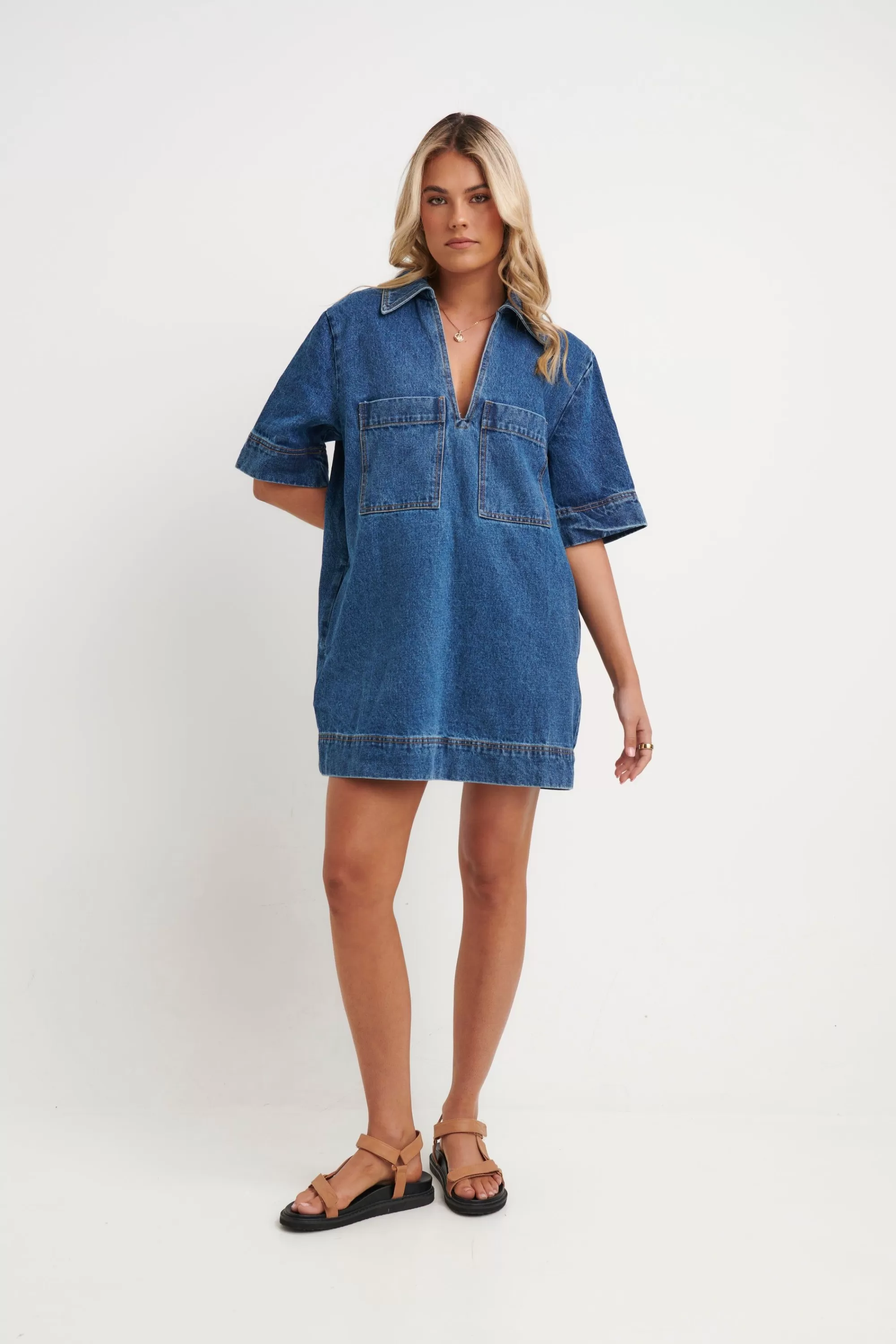 Denim>Four Fashion Tara Mini Dress Denim