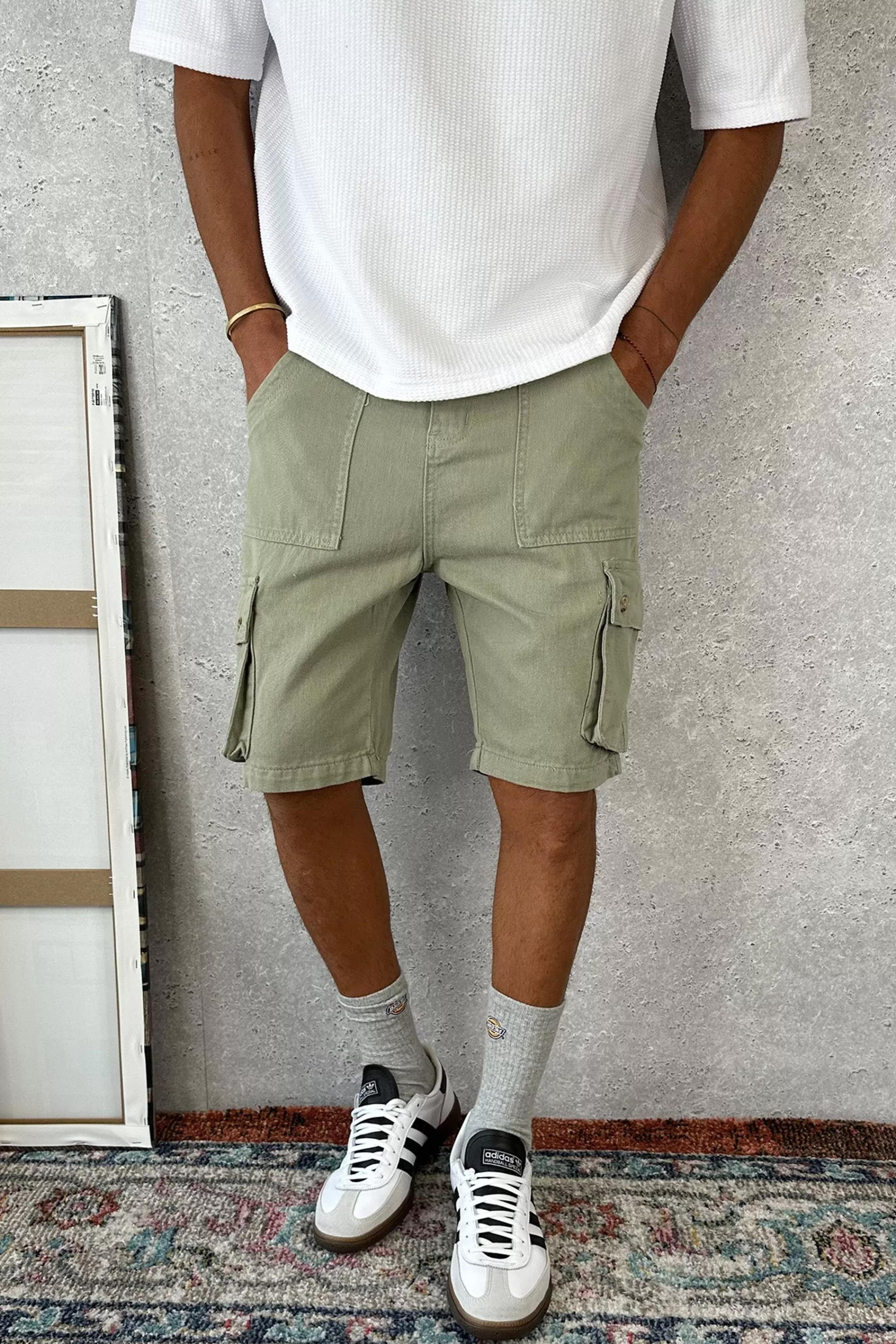 Shorts>Sampson and Taylor Tom Cargo Drill Short Army