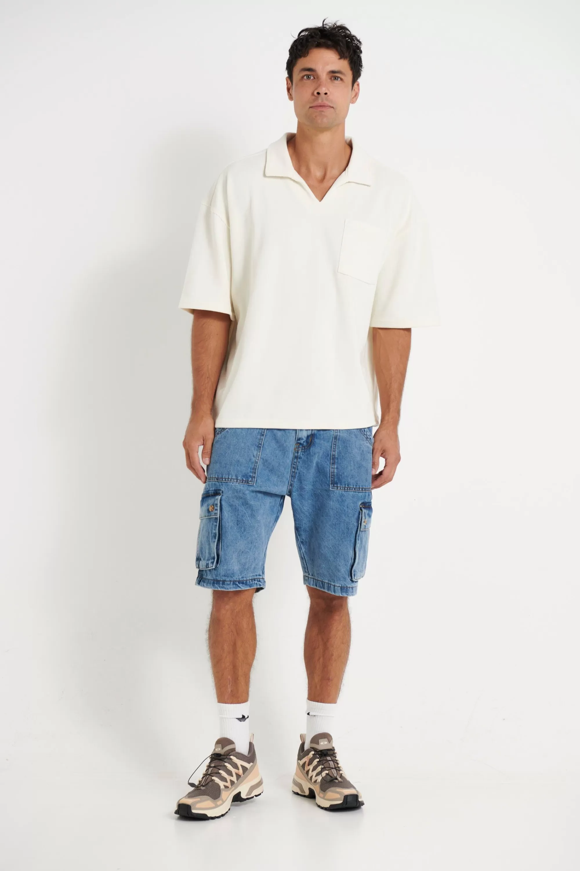 Denim>Sampson and Taylor Tom Cargo Drill Short Blue