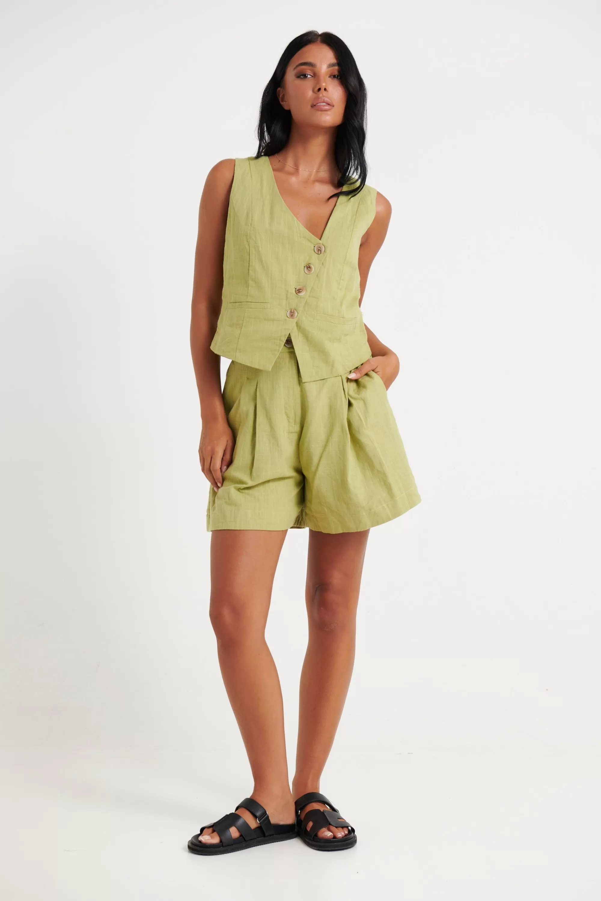 Jackets & Blazers>Koli House Tyra Vest Top Lime