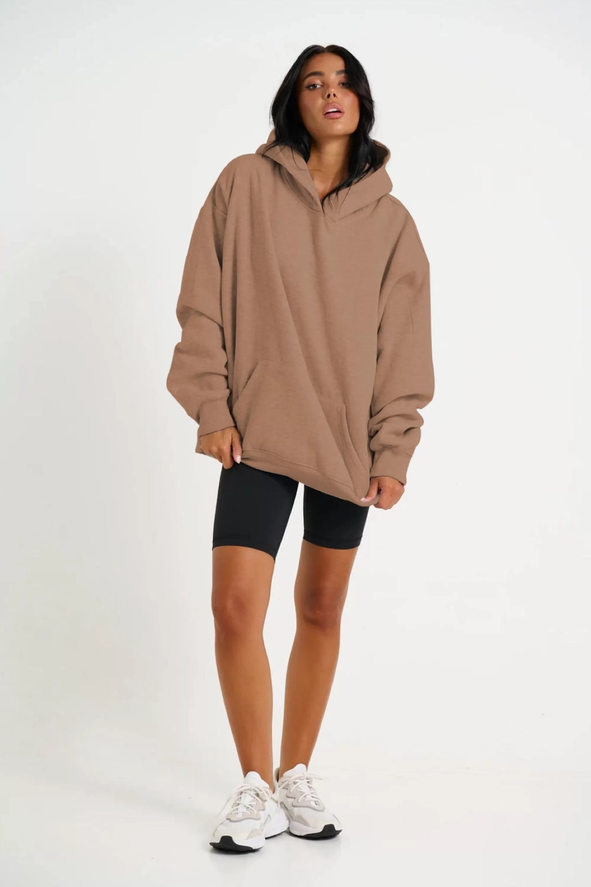 Sweaters & Jumpers>Sampson and Taylor Unisex Roman Oversize Hoodie Choc