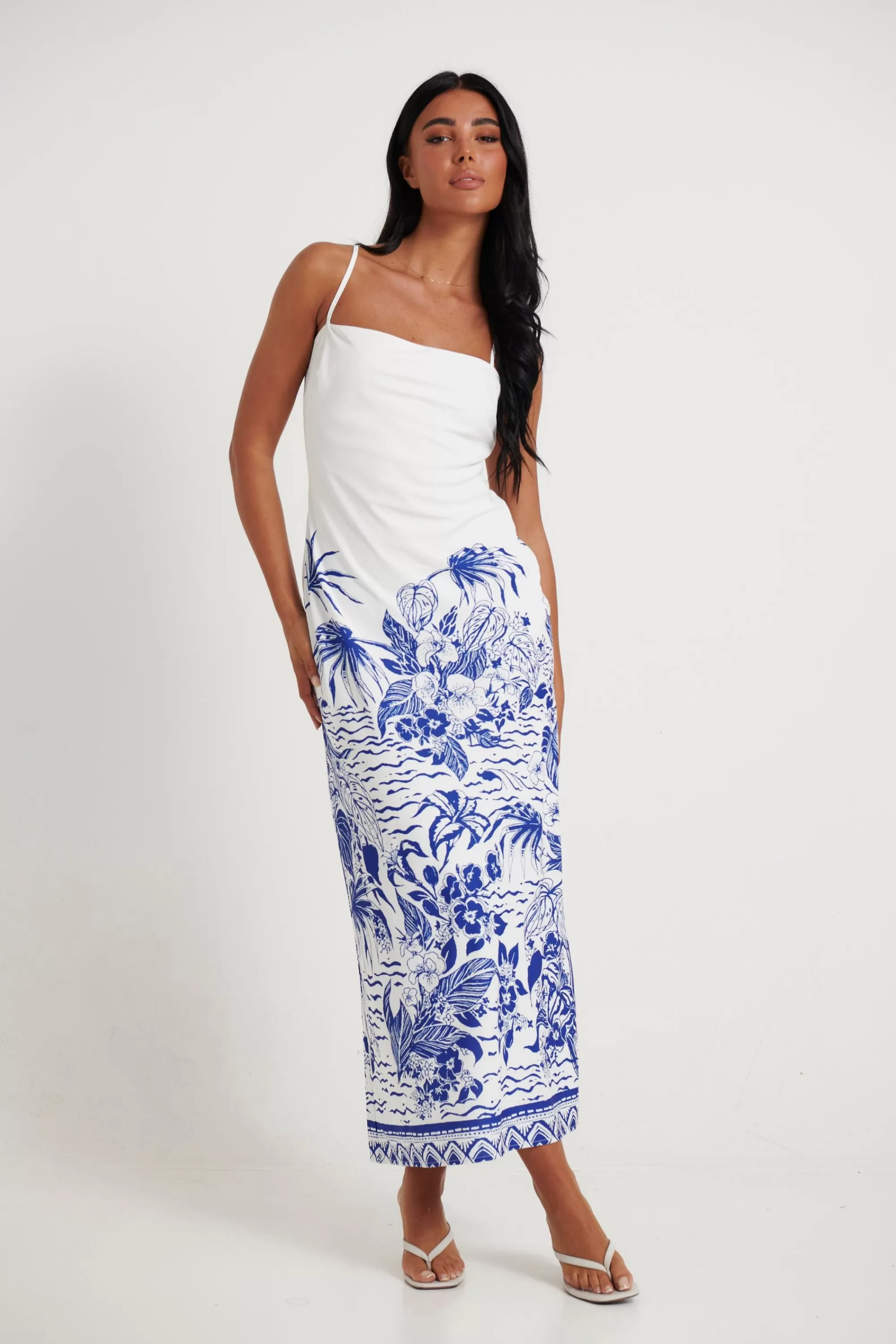 Dresses>runaway the label Valencia Midi Dress Blue/White