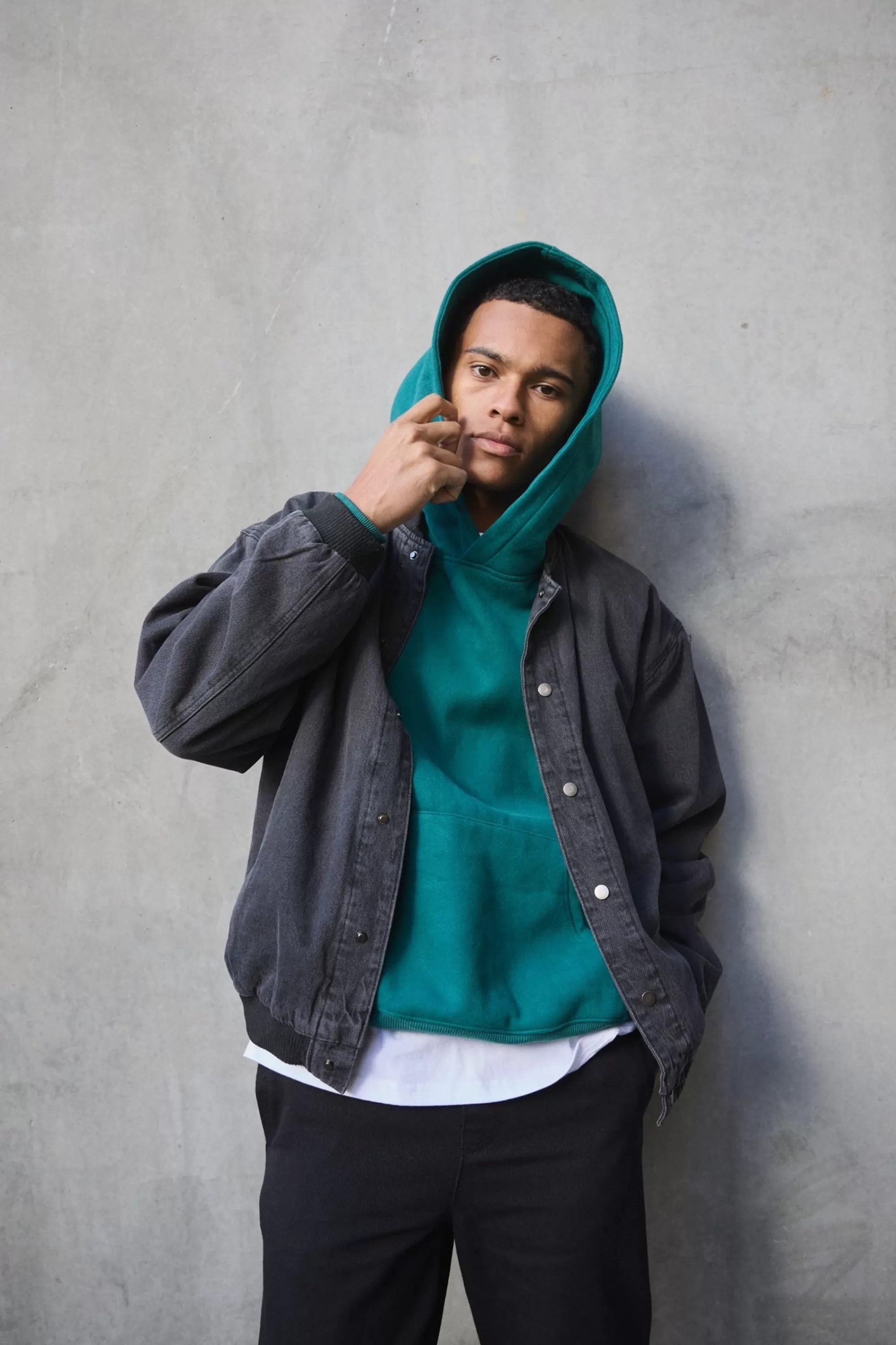 Jackets>Sampson and Taylor Vintage Bomber Denim Jacket Black