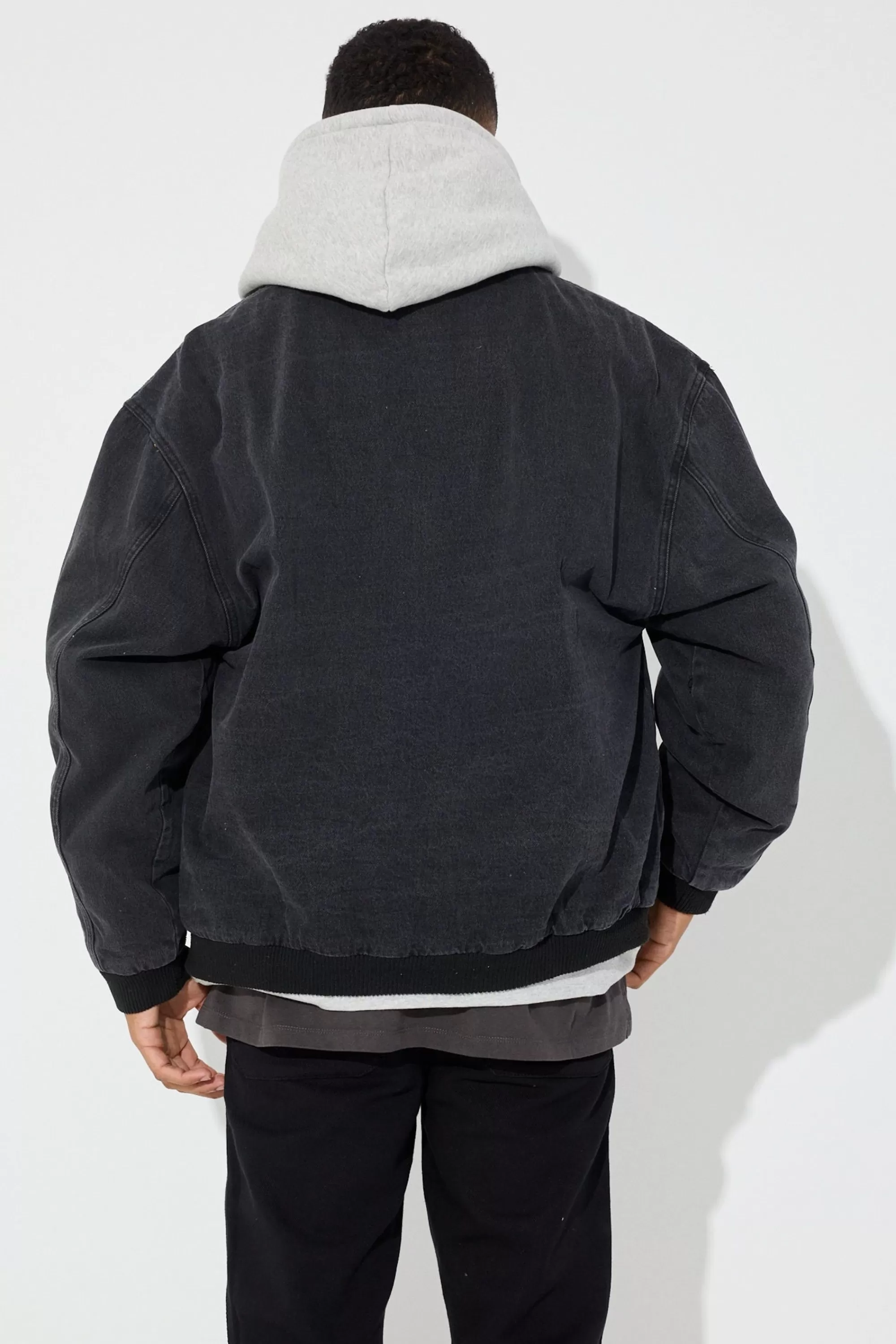 Jackets>Sampson and Taylor Vintage Bomber Denim Jacket Black