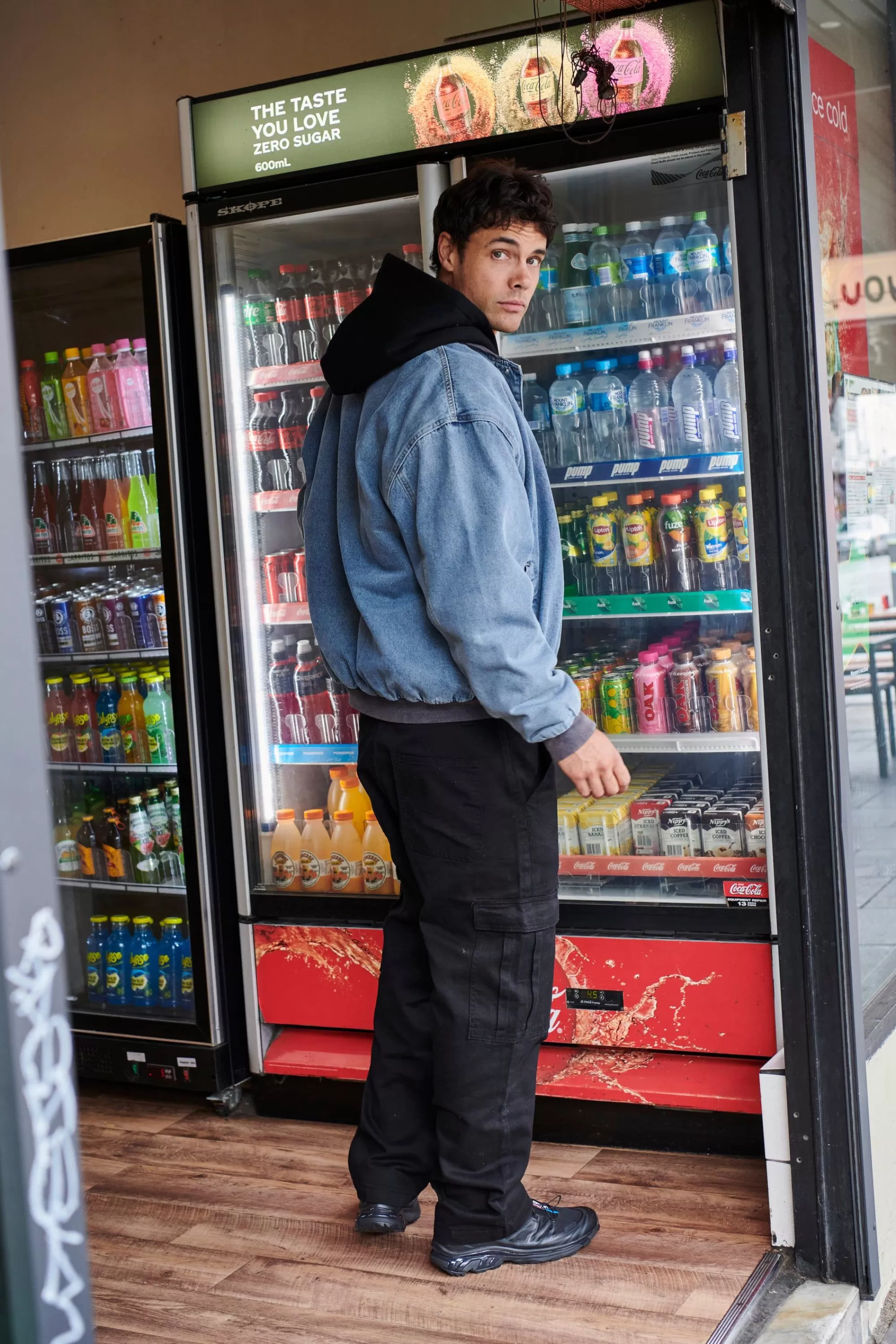 Jackets>Sampson and Taylor Vintage Bomber Denim Jacket Blue