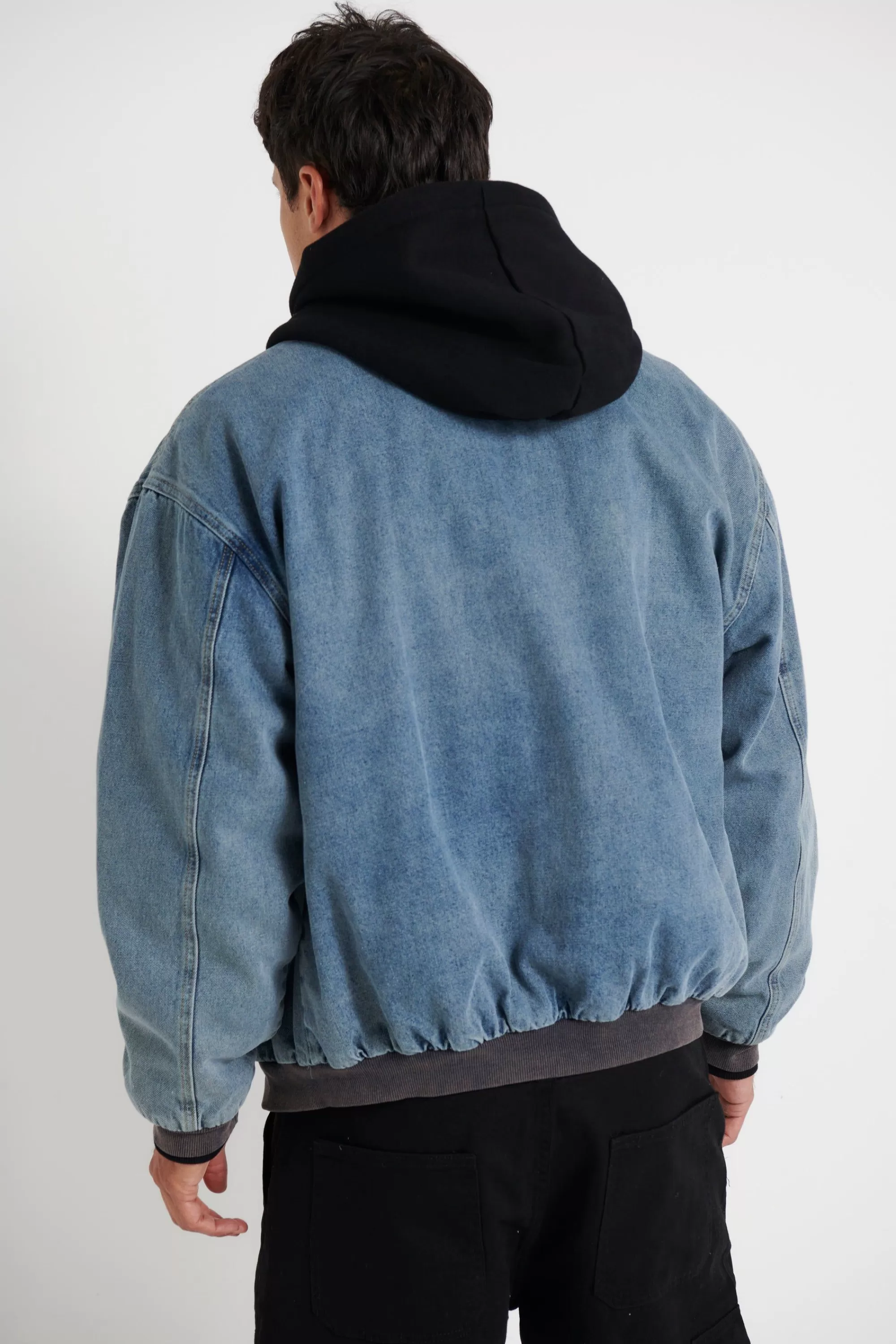 Jackets>Sampson and Taylor Vintage Bomber Denim Jacket Blue