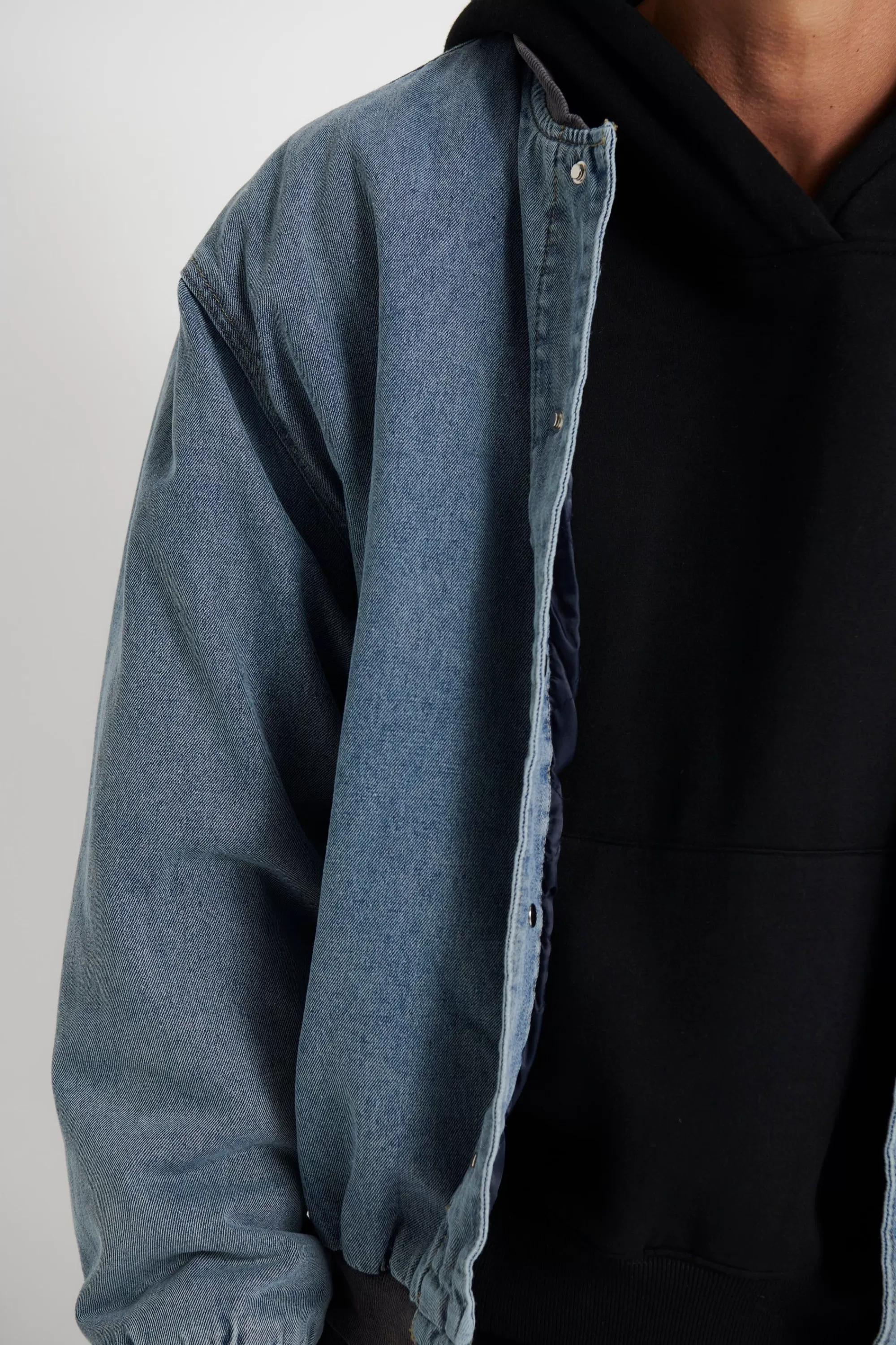 Jackets>Sampson and Taylor Vintage Bomber Denim Jacket Blue