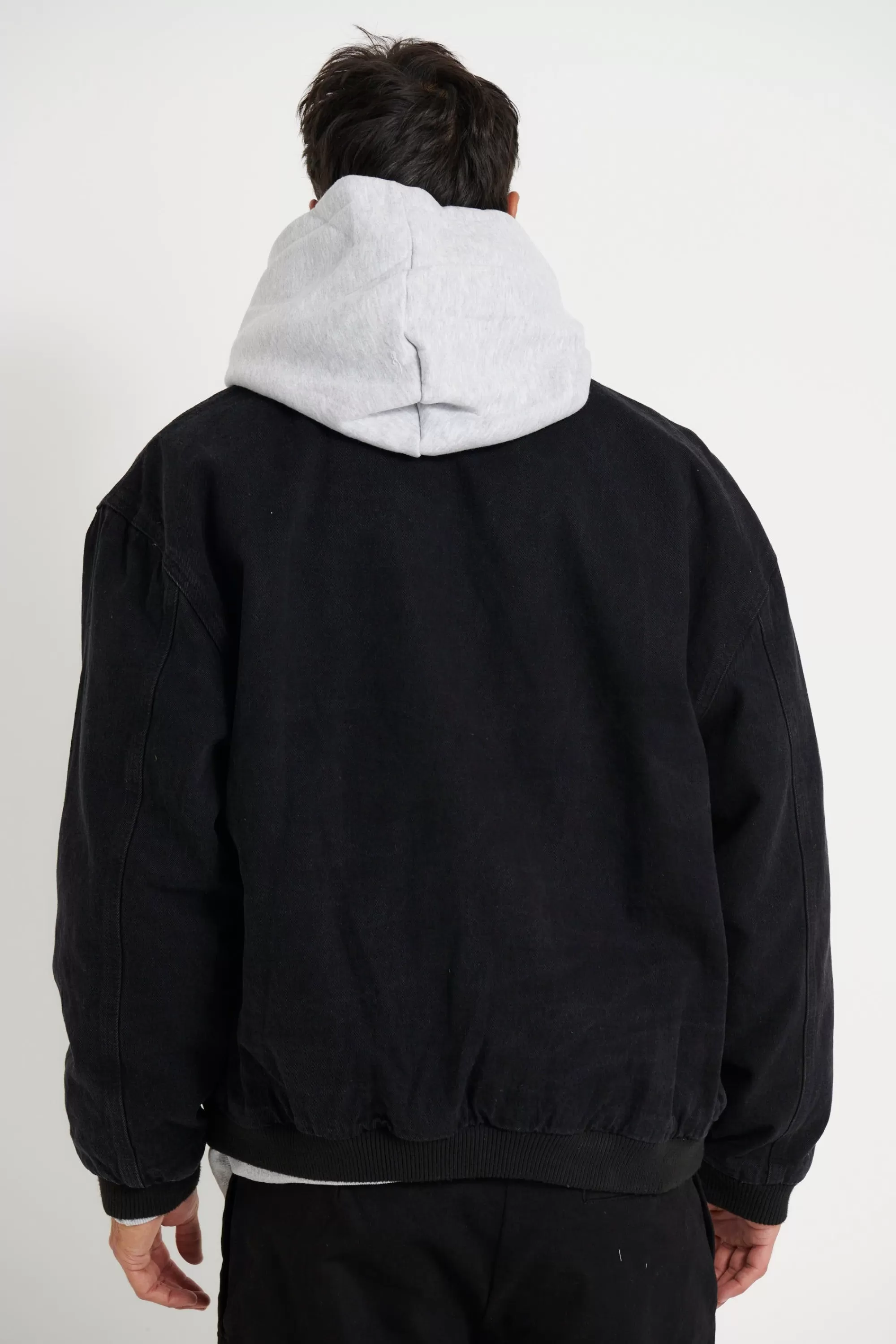 Jackets>NTH Vintage Bomber Denim Jacket Solid Black