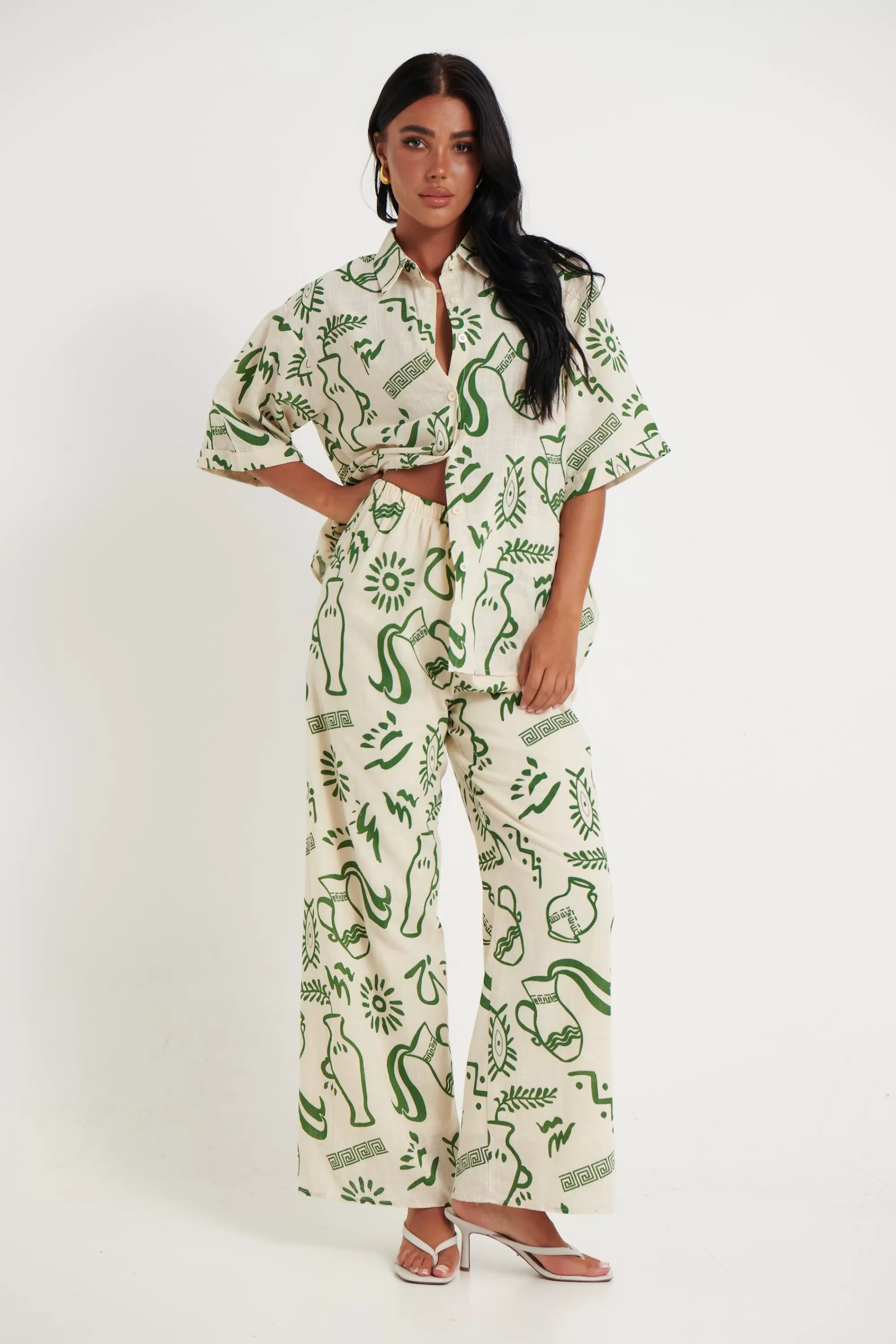 Shirts>By Frankie Zina Linen Set Green