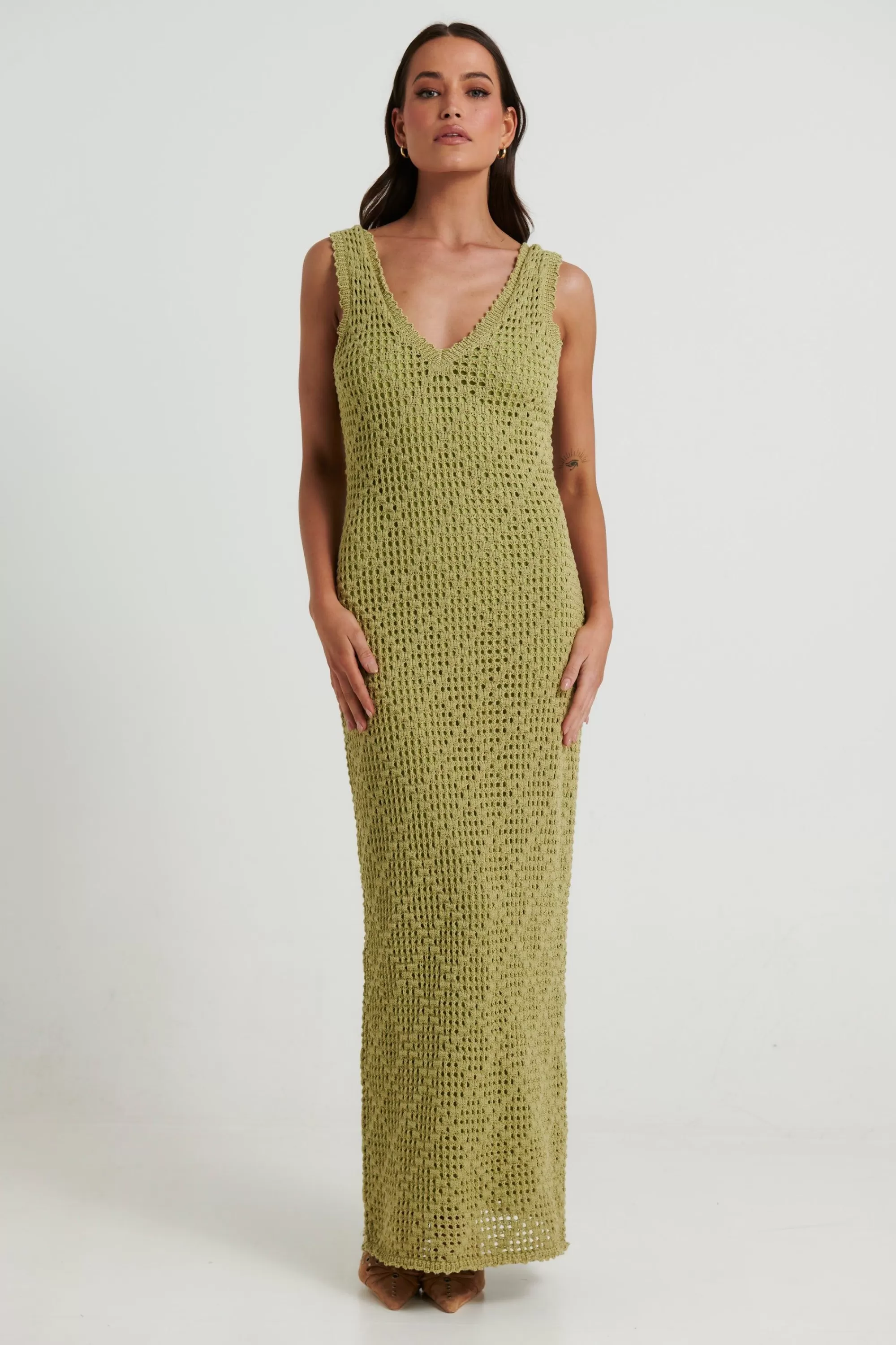 Dresses>Sasha u0026 Indikah Zyla Maxi Dress Matcha